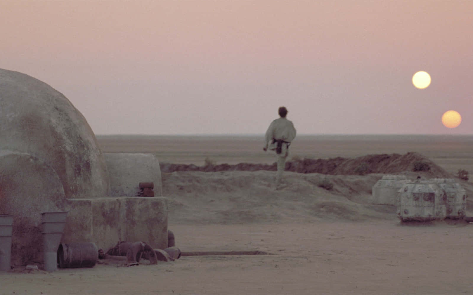 Jedha, dome-shaped structures, two suns, HD Desktop Wallpaper
