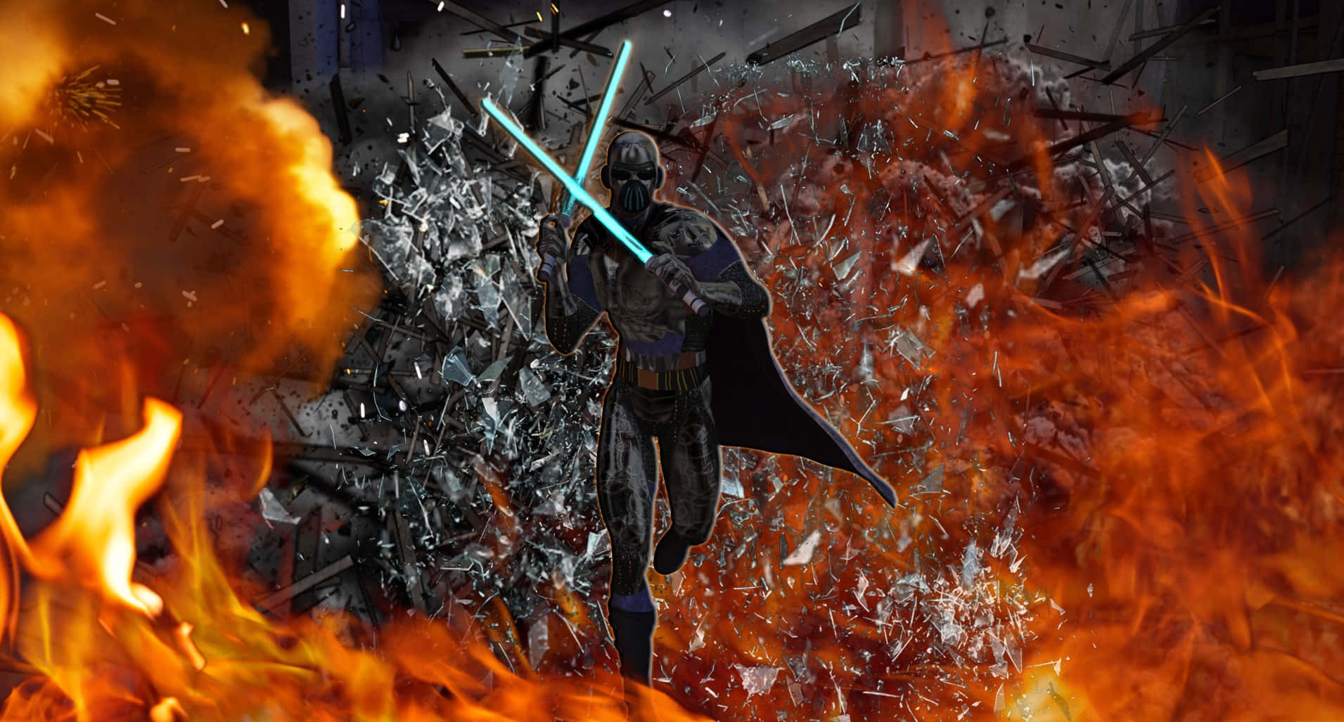 Jedi Knight, 1911 x 1027, glowing blue lightsabers, HD Desktop Wallpaper