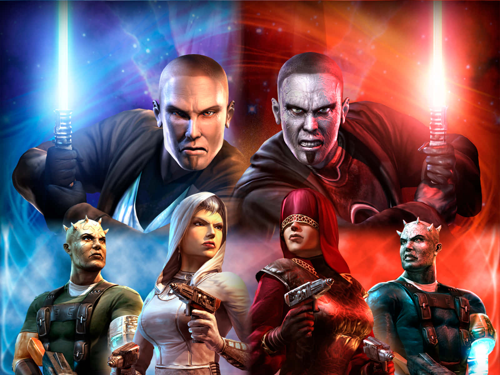 Jedi Knight, lightsabers, blasters, HD Desktop Wallpaper