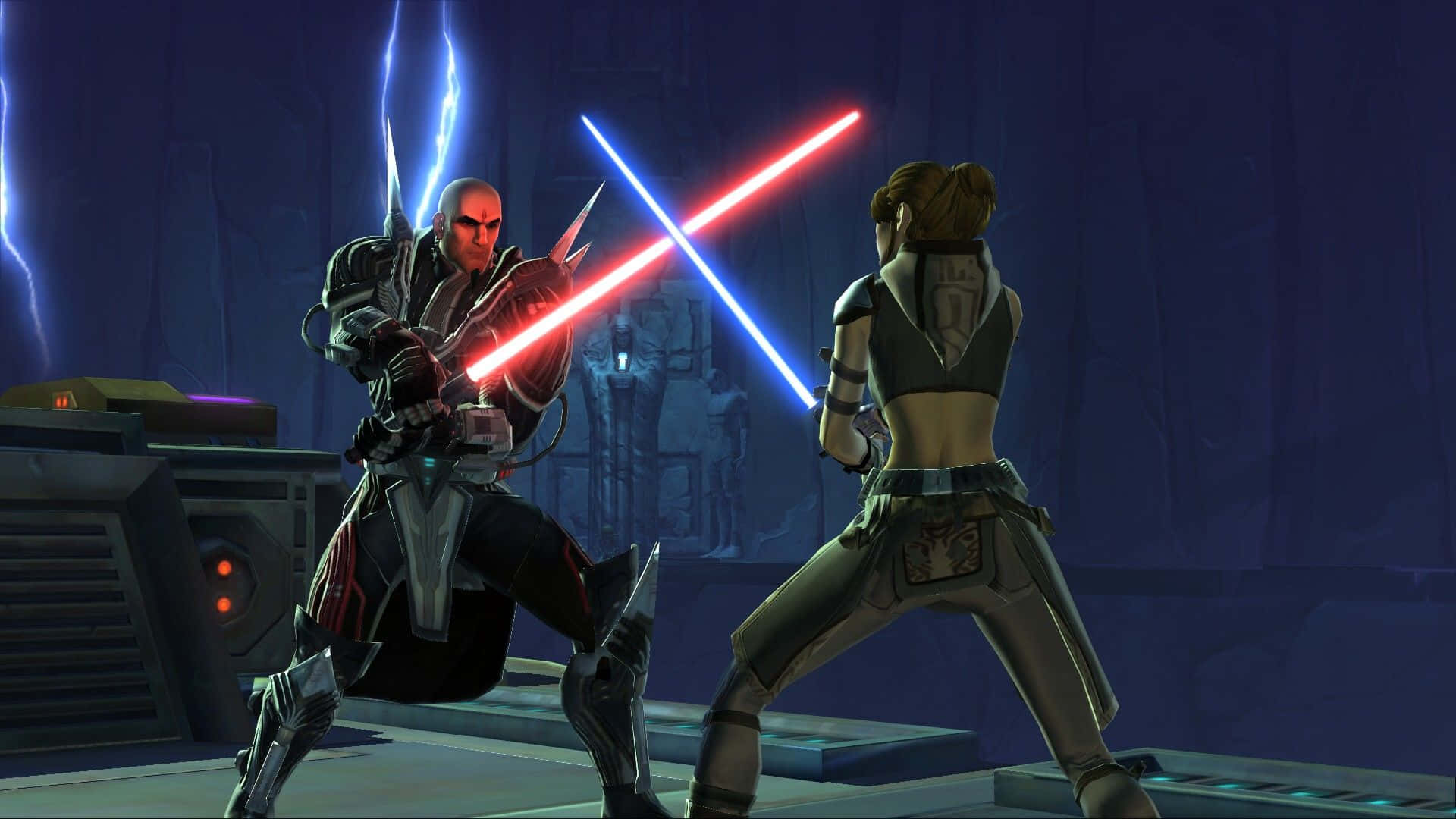 Jedi Vs Sith, red lightsabers, blue lightsabers, Full HD Desktop Wallpaper