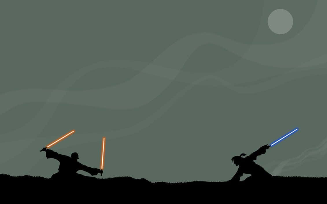 Jedi Vs Sith, glowing orange lightsabers, glowing blue lightsabers, SD Desktop Wallpaper