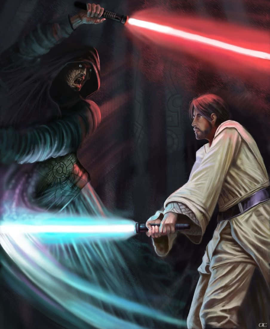 Jedi, Sith, blue lightsabers, SD Phone Wallpaper