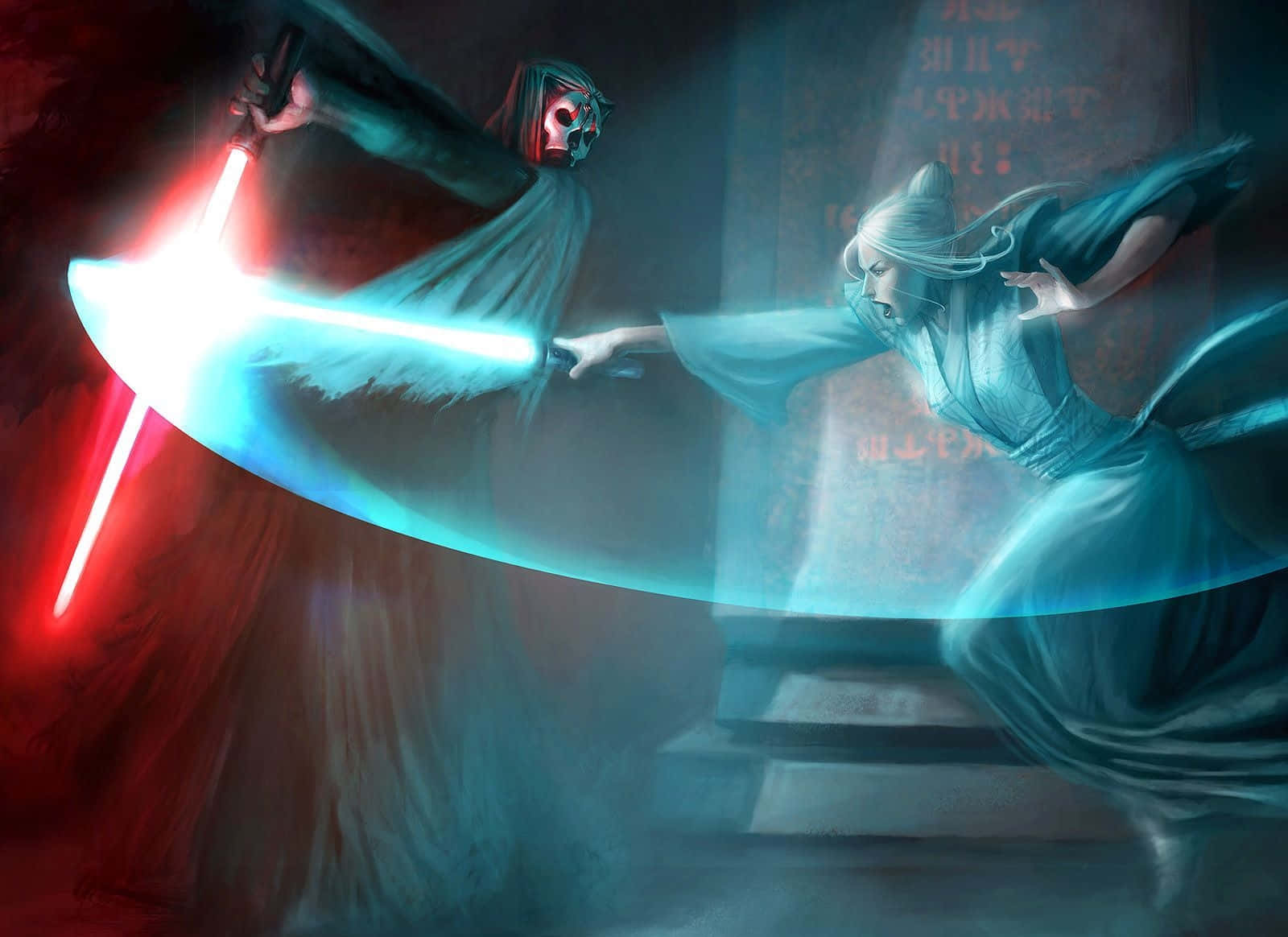 Jedi Vs Sith, hooded skeletal warrior, red lightsaber, HD Desktop Wallpaper