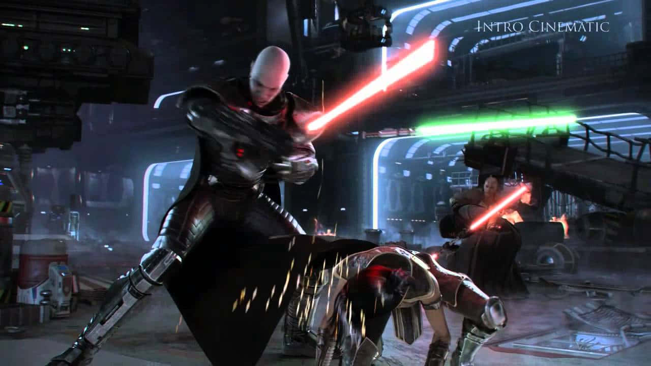 Jedi Vs Sith, black armor, red lightsaber, HD Desktop Wallpaper