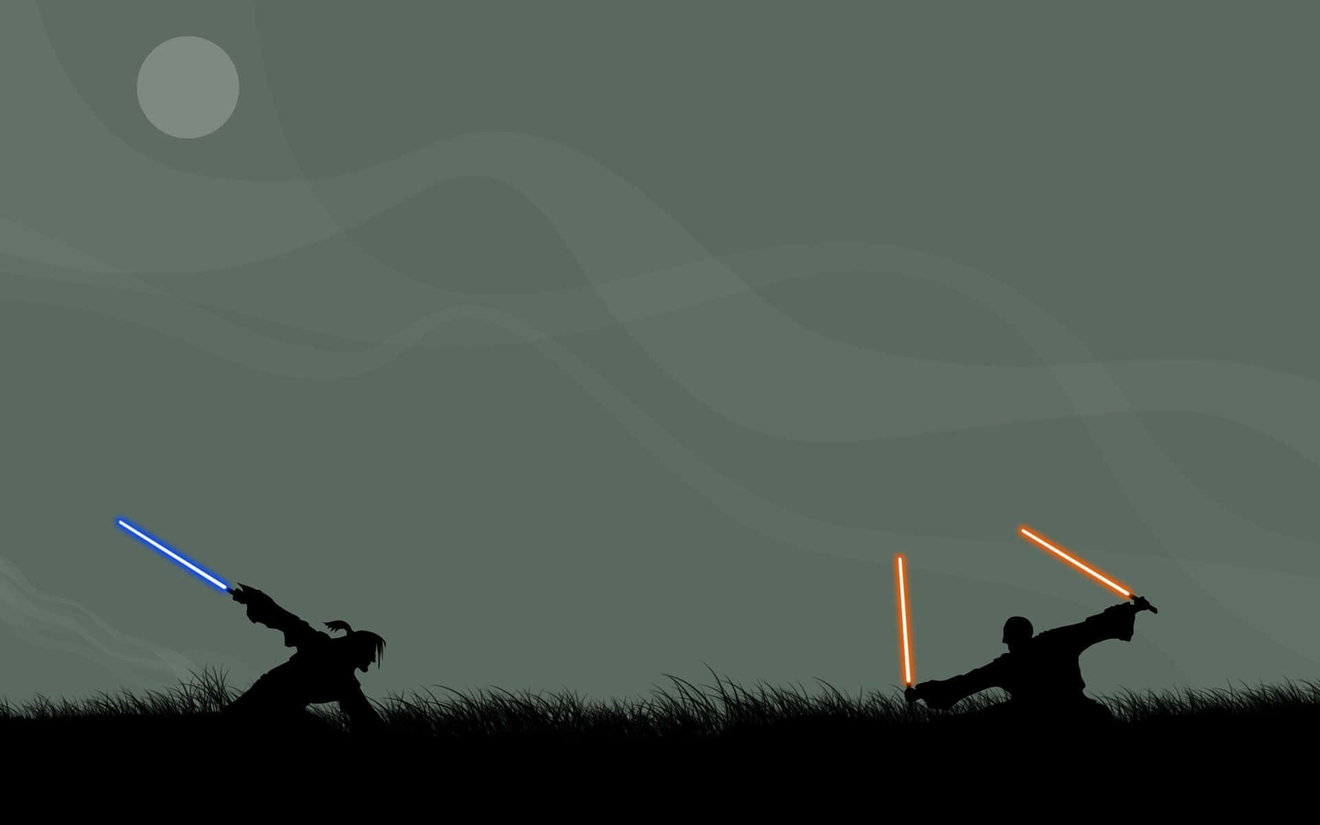 Jedi Vs Sith, blue lightsabers, orange lightsabers, Full HD Desktop Wallpaper