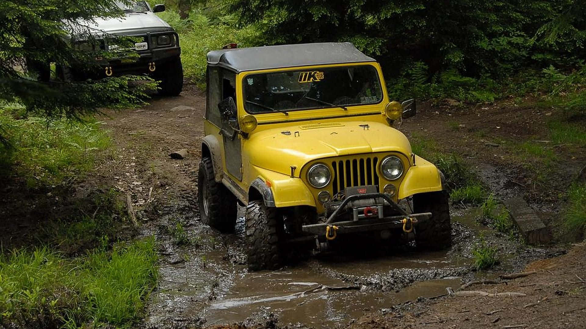 Jeep CJ, bright yellow, vintage Jeep, Full HD Desktop Wallpaper