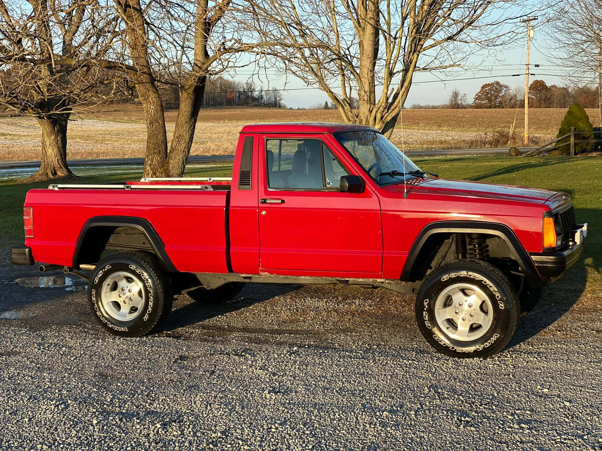 Jeep Comanche, vibrant red, lifted pickup truck, Full HD Desktop Wallpaper