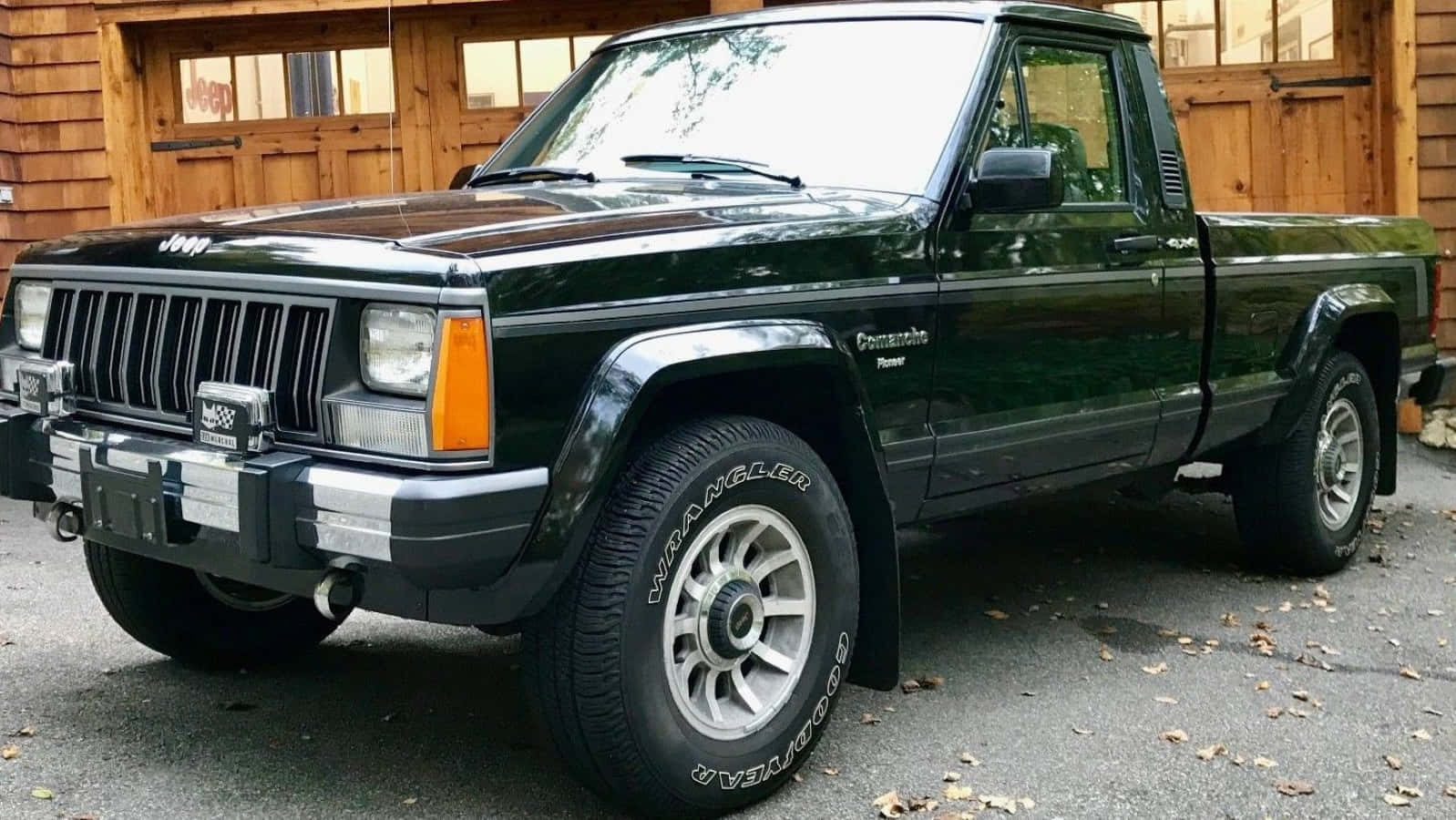Jeep Comanche, dark green, gravel, HD Desktop Wallpaper