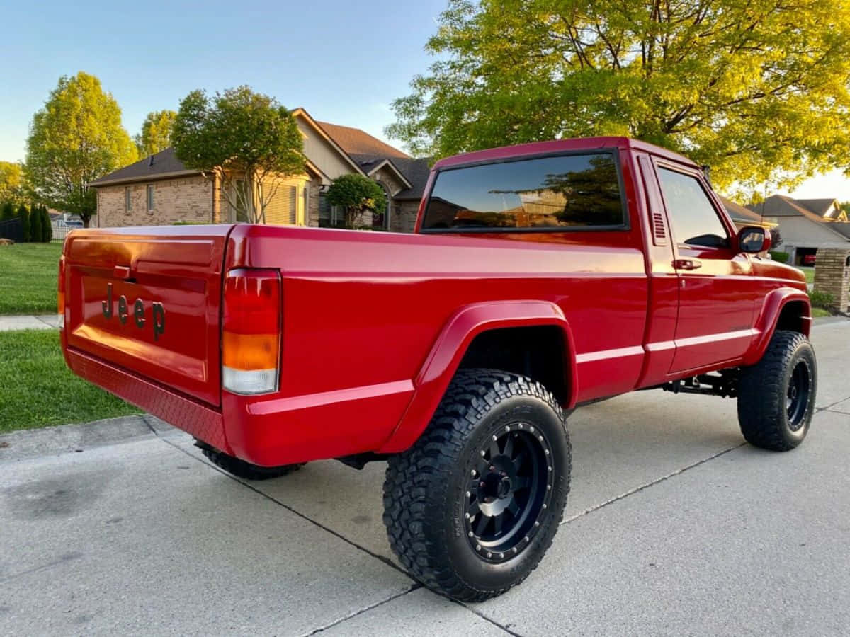 Jeep Comanche, glossy red, lifted, SD Desktop Wallpaper