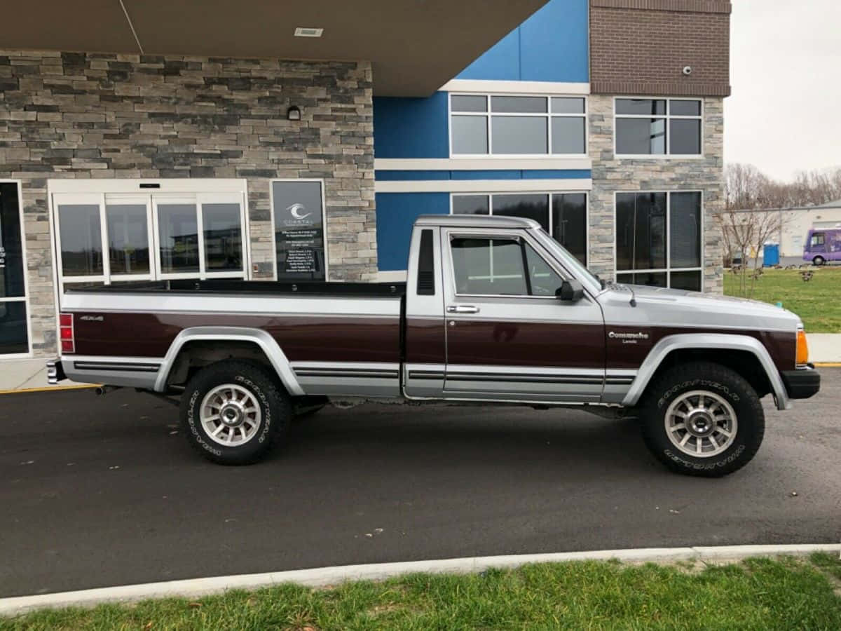 Jeep Comanche, maroon and silver, lifted, SD Desktop Wallpaper