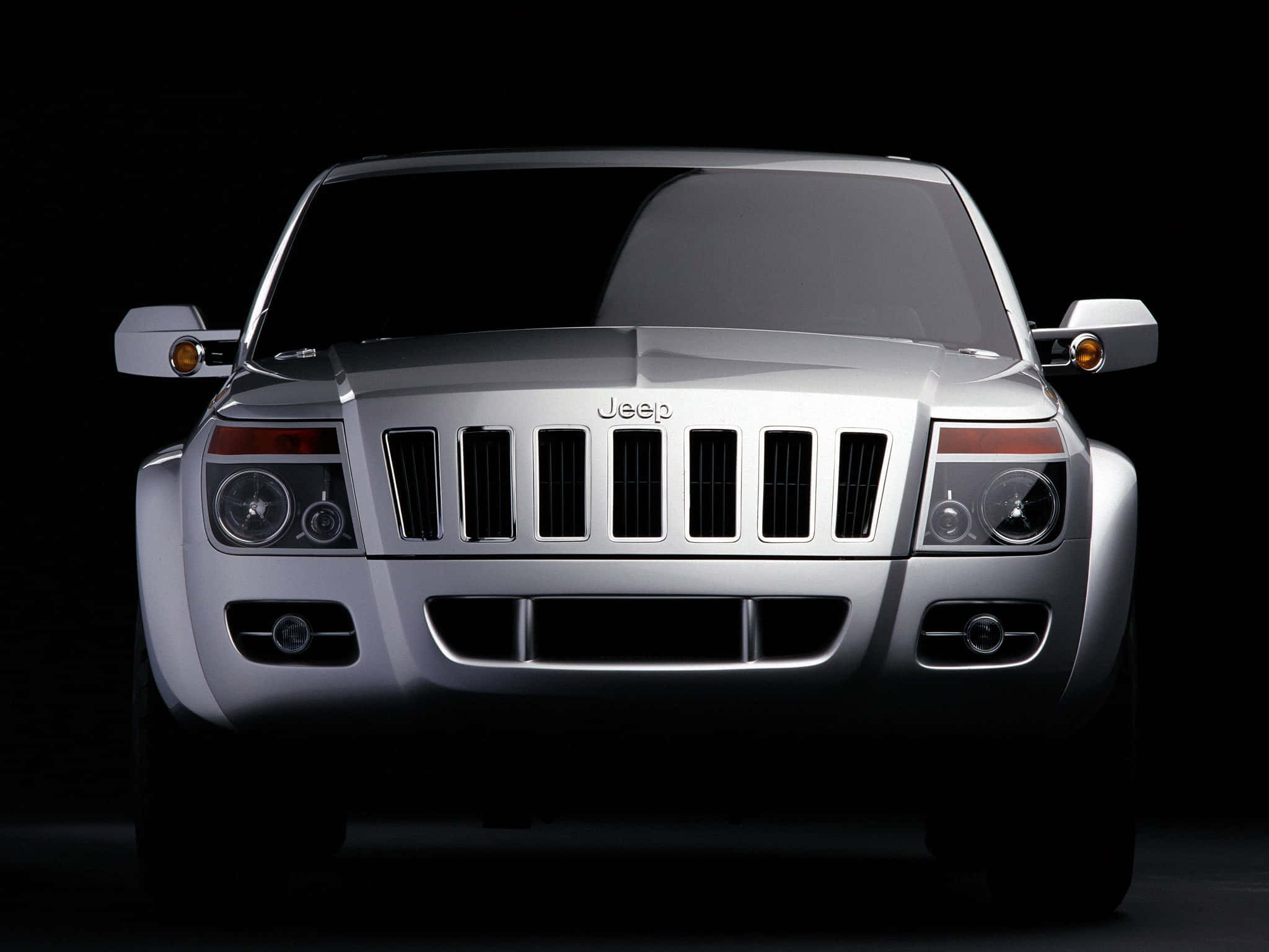 Jeep Commander, silver, black background, Full HD Desktop Wallpaper