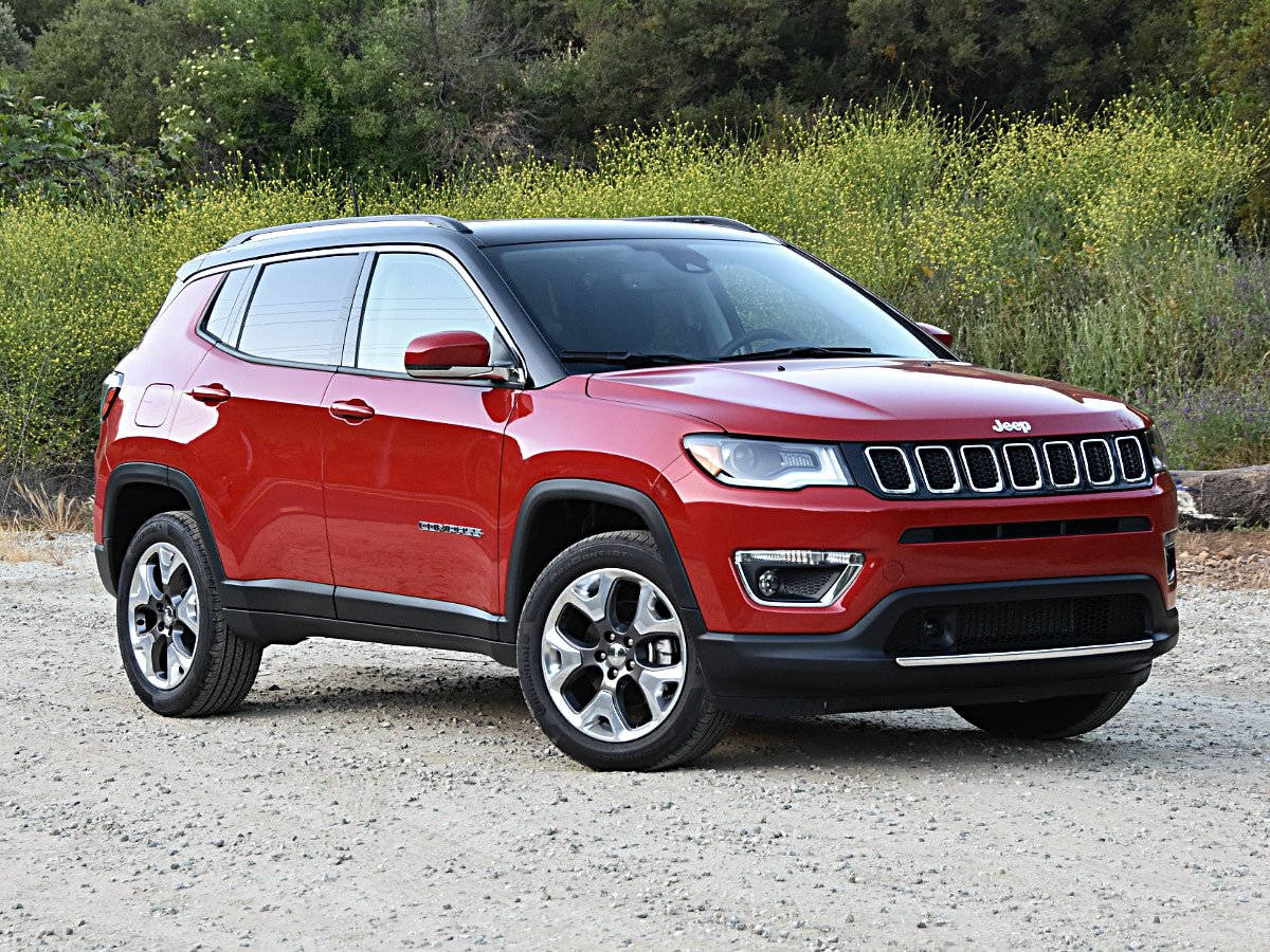 Jeep Compass, gravel road, vibrant red, SD Desktop Wallpaper