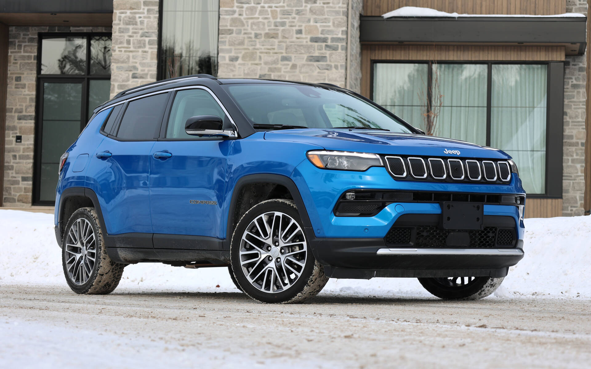 Jeep Compass, blue aesthetic, snow, Full HD Desktop Wallpaper