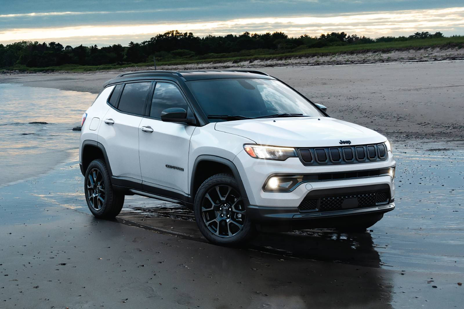 Jeep Compass, white, black accents, HD Desktop Wallpaper