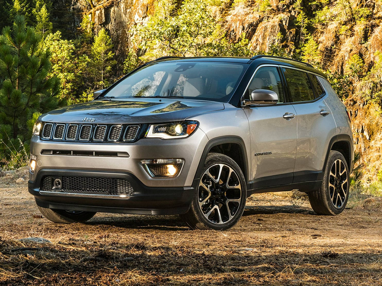 Jeep Compass, silver, dirt trail, HD Desktop Wallpaper