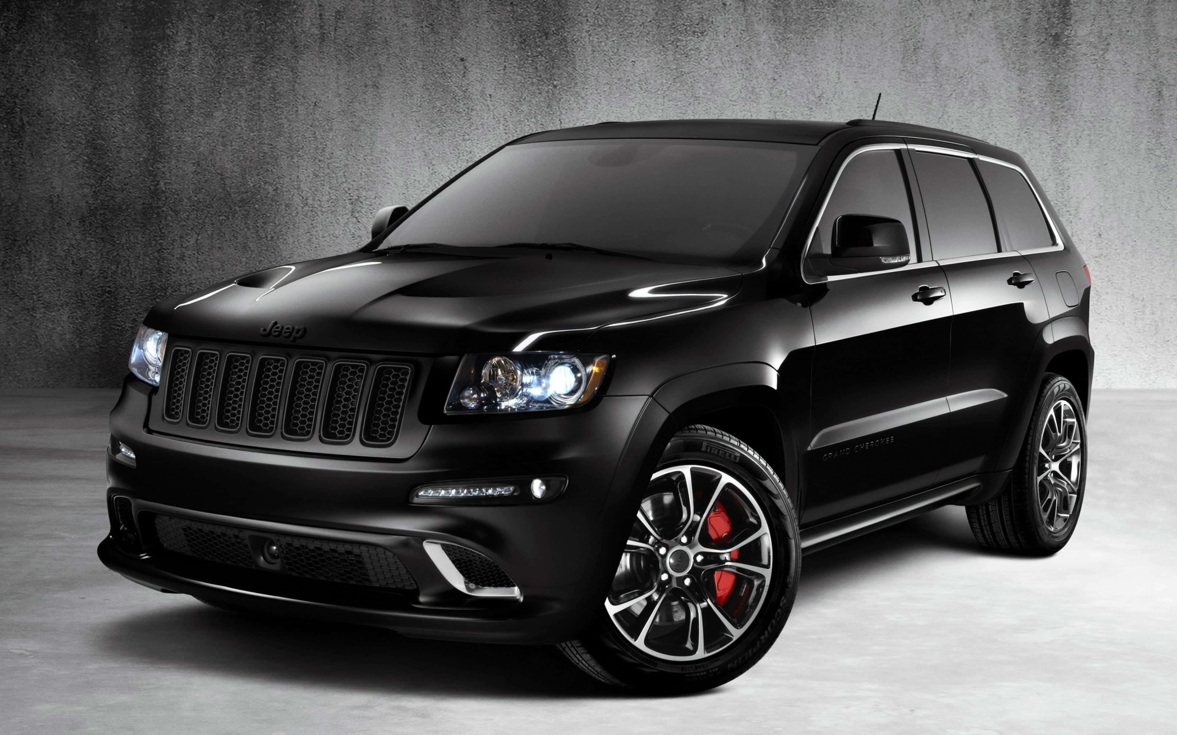 Jeep Grand Cherokee, matte black, red brake calipers, 4K Desktop Wallpaper