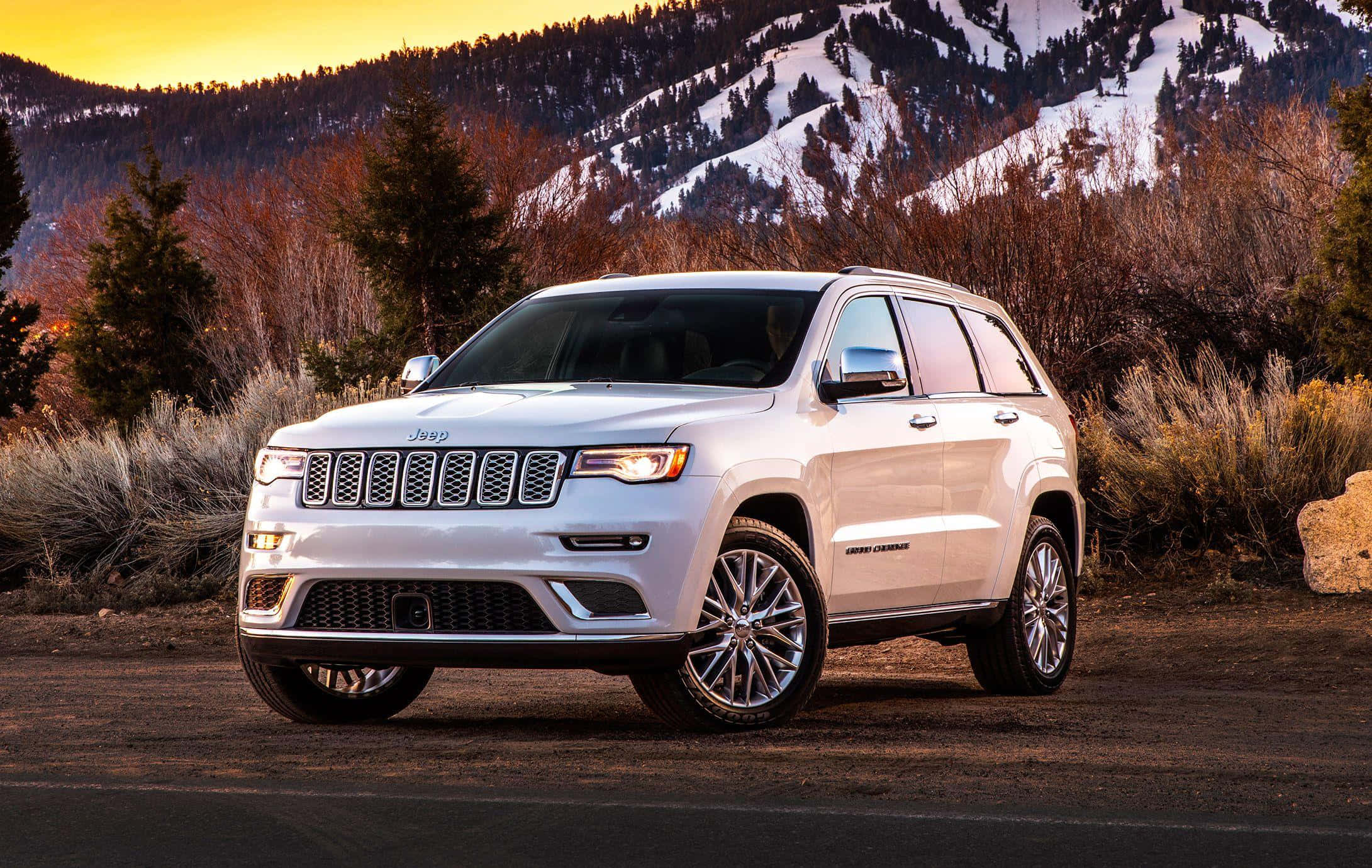 Jeep Grand Cherokee, white, dirt road, Full HD Desktop Wallpaper