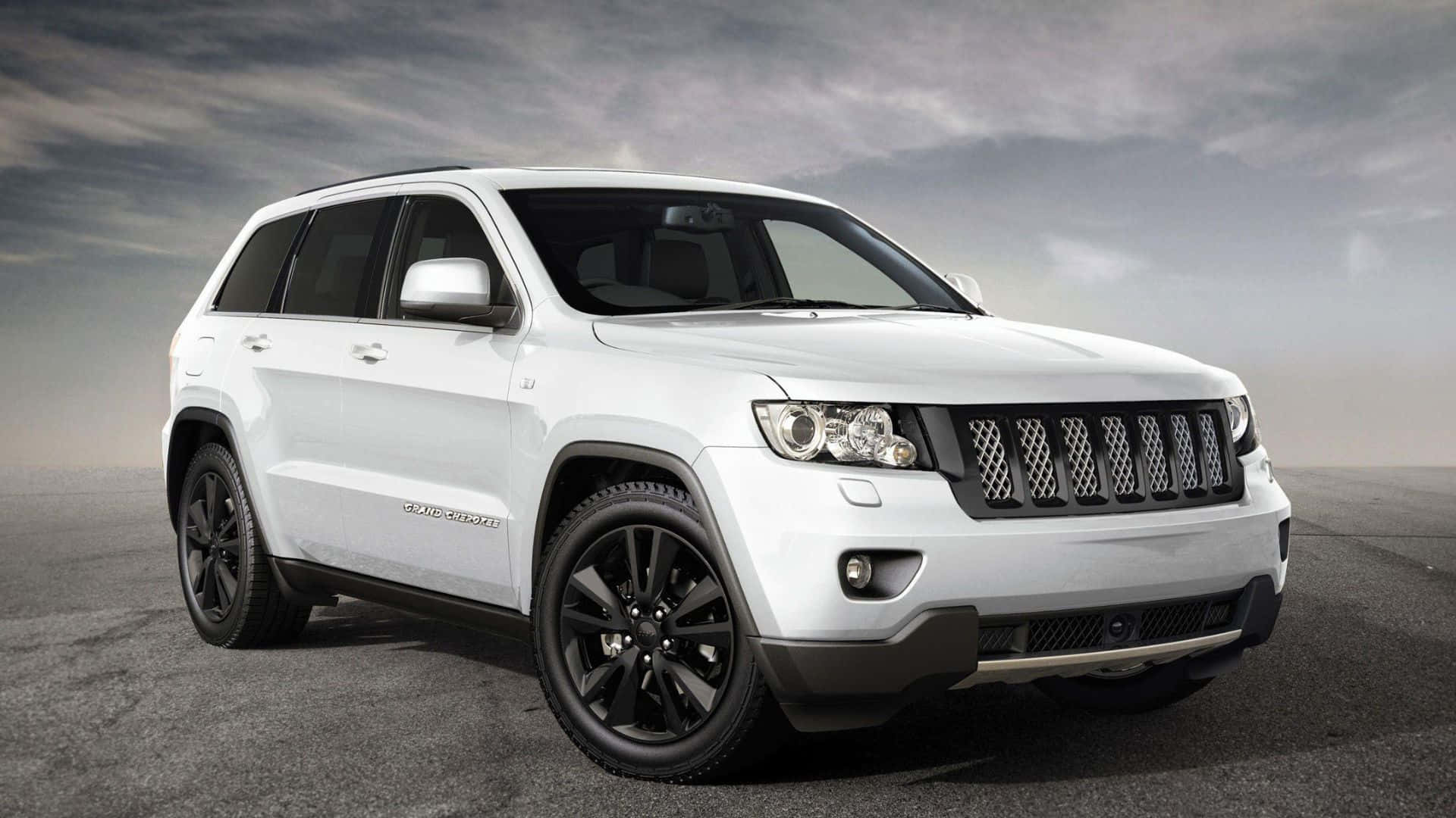 Jeep Grand Cherokee, white, black rims, Full HD Desktop Wallpaper