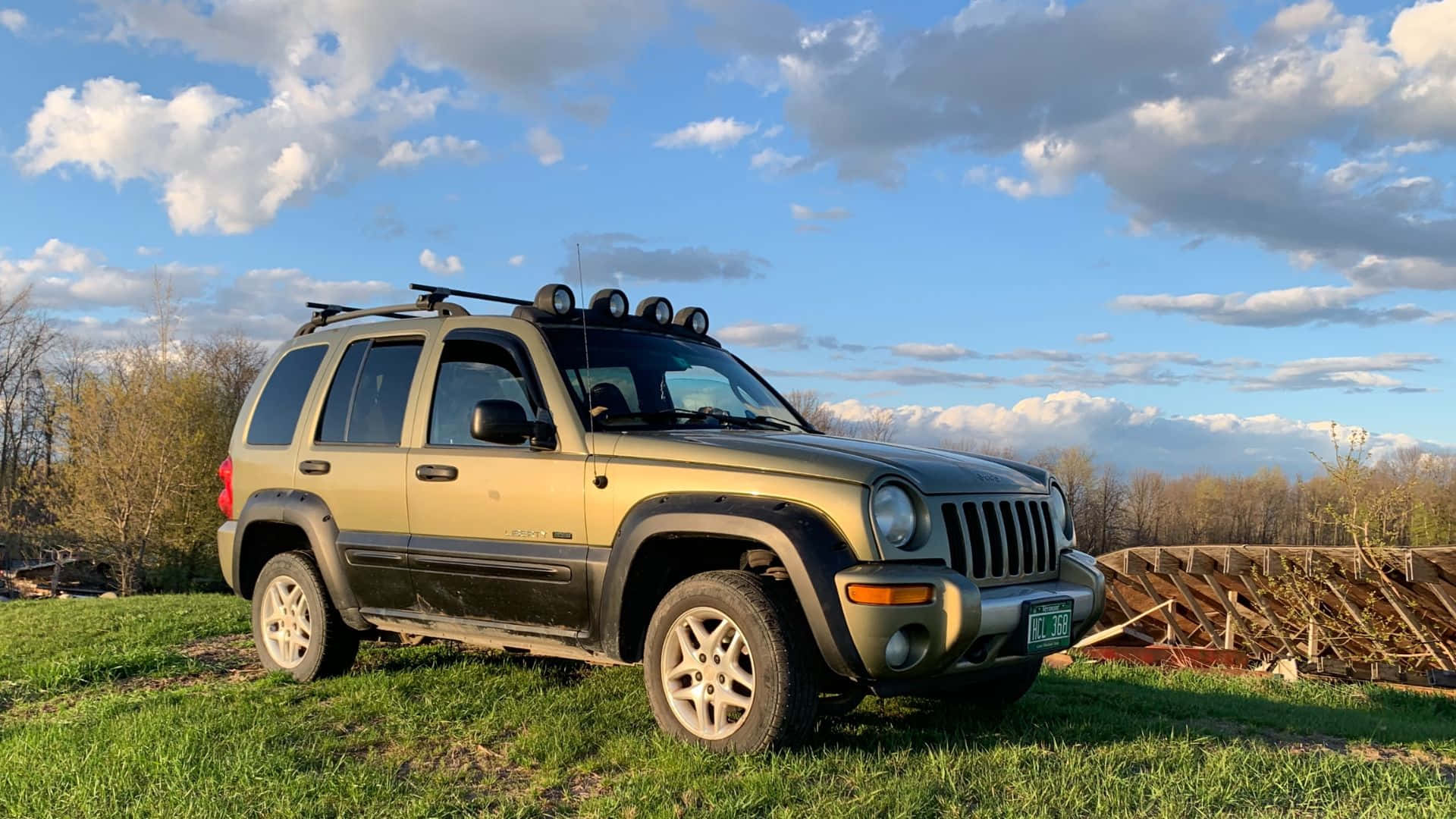 Jeep Liberty, tan, roof racks, Full HD Desktop Wallpaper