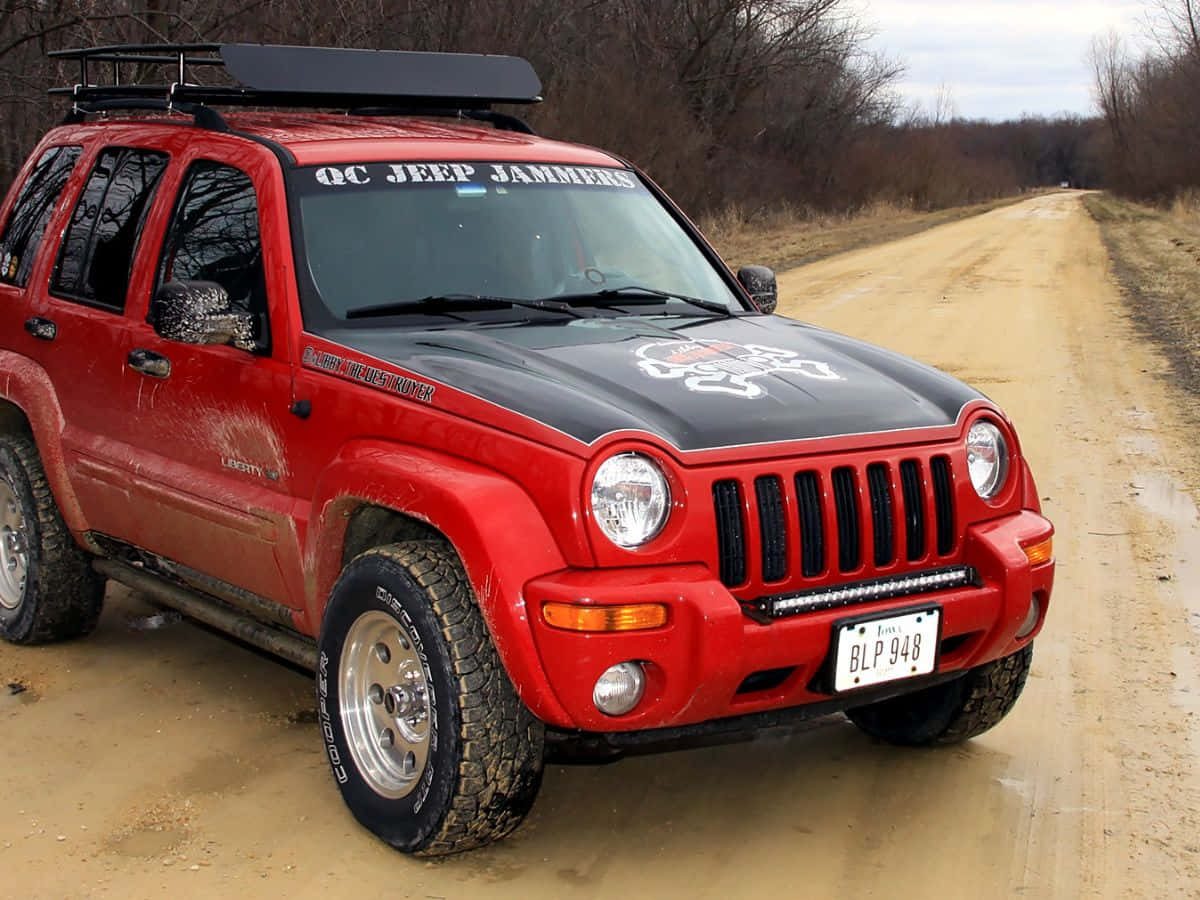 Jeep Liberty, red, black hood, SD Desktop Wallpaper
