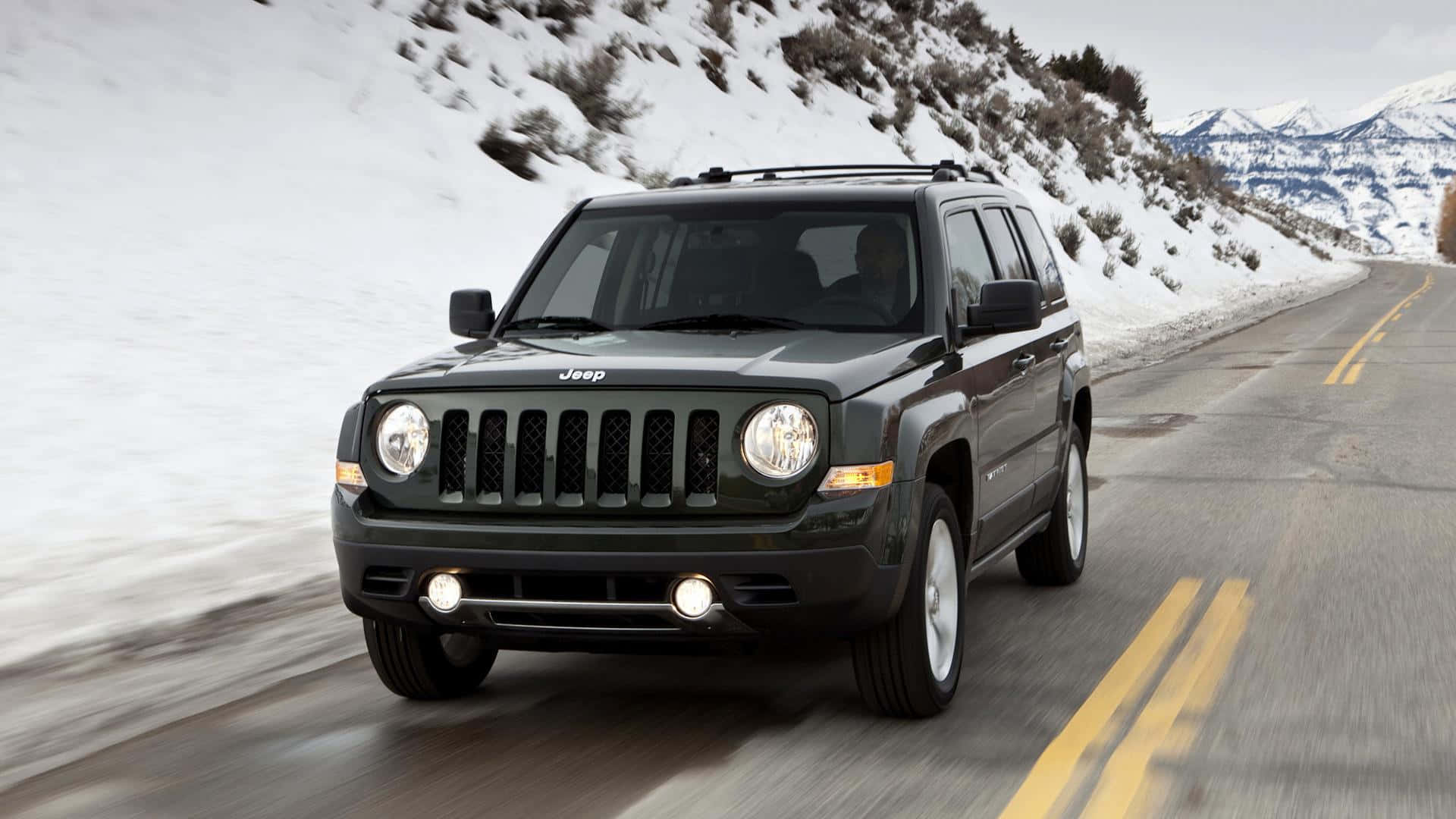 Jeep Patriot, dark green, winding mountain road, Full HD Desktop Wallpaper