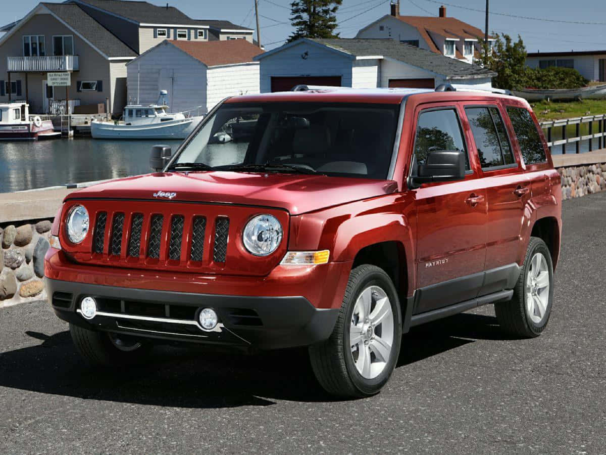 Jeep Patriot, glossy red, asphalt, SD Desktop Wallpaper