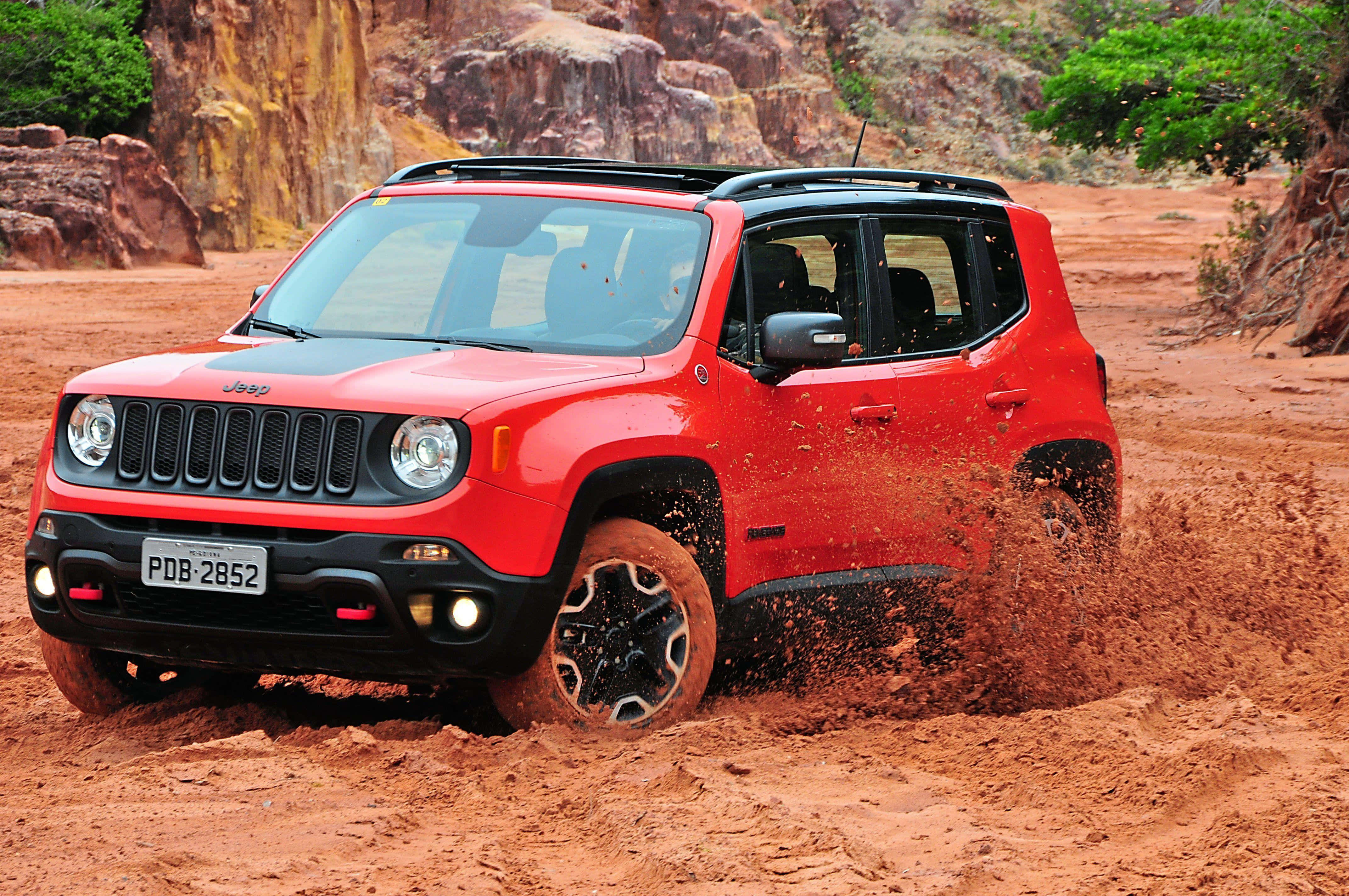 Jeep Renegade, red, desert canyon, 4K Desktop Wallpaper