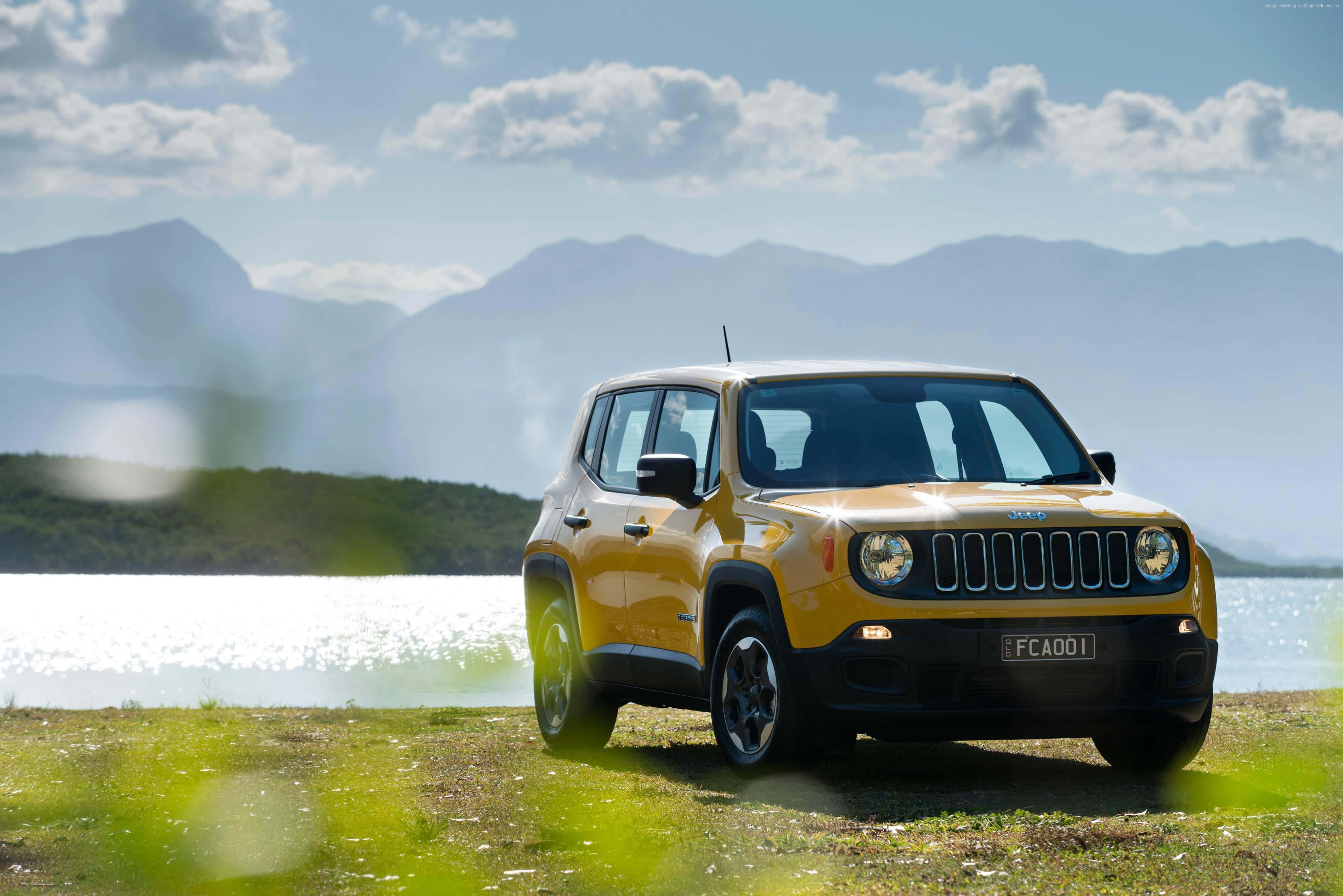 Jeep Renegade, vibrant yellow, grass, 4K Desktop Wallpaper