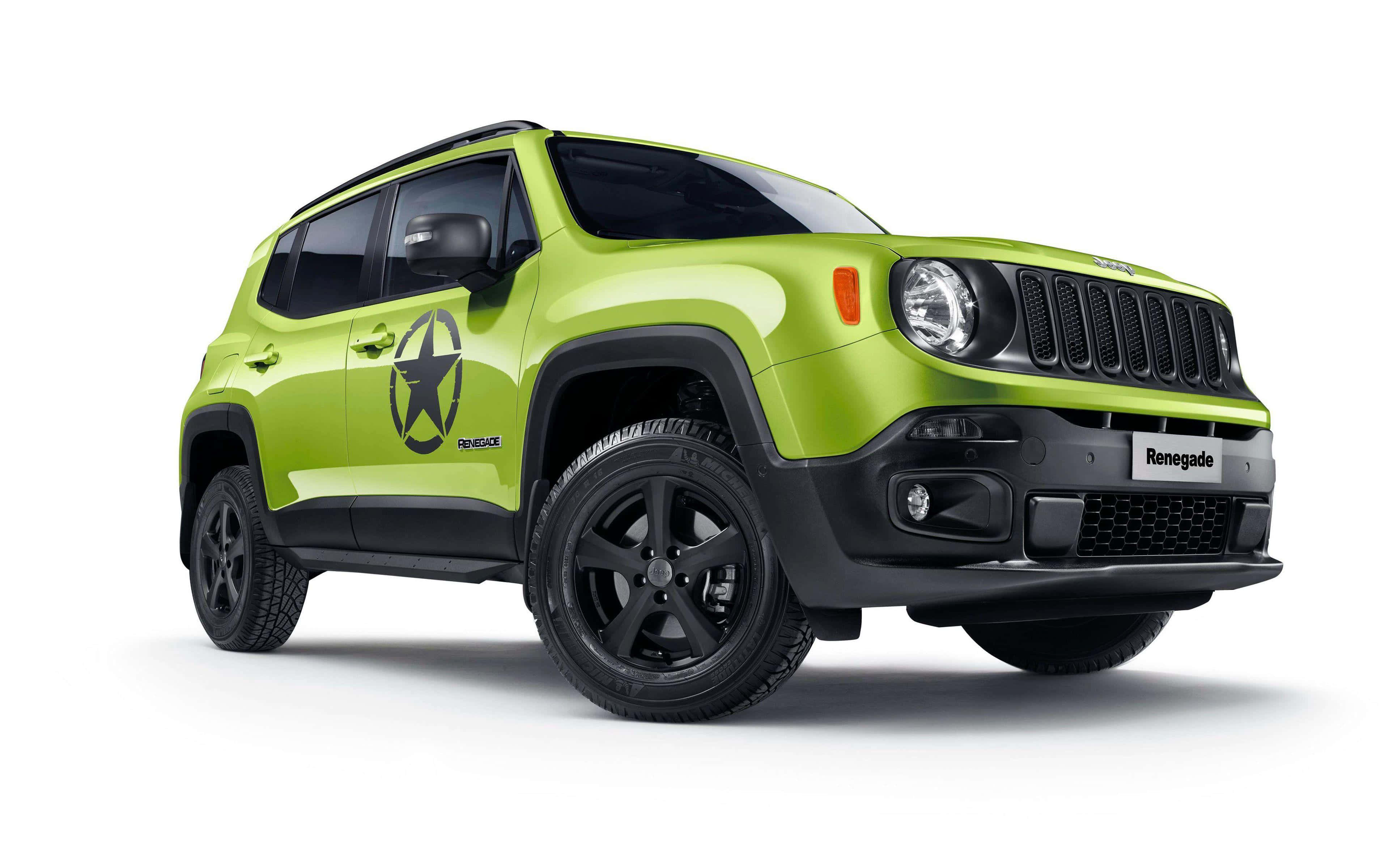 Jeep Renegade, lime green, black accents, 4K Desktop Wallpaper
