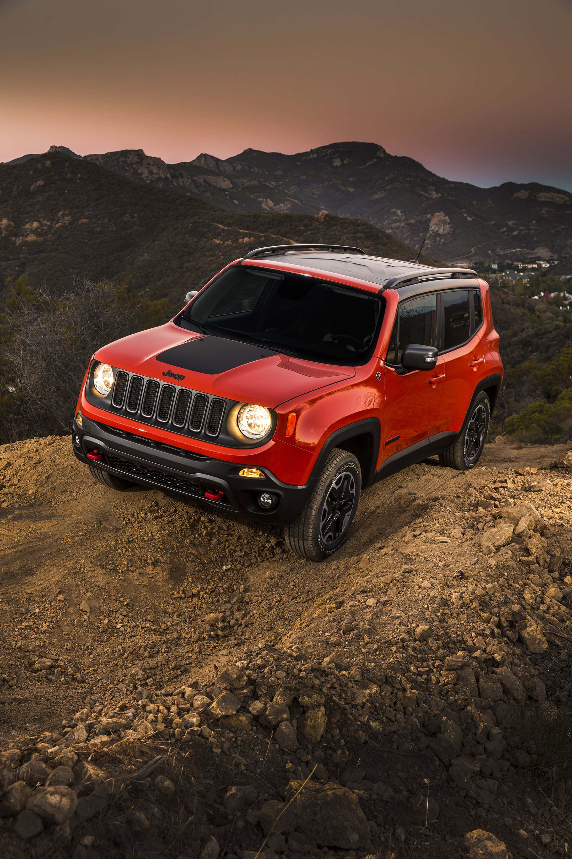 Jeep Renegade, 2000 x 3000, vibrant red, 2K Phone Wallpaper