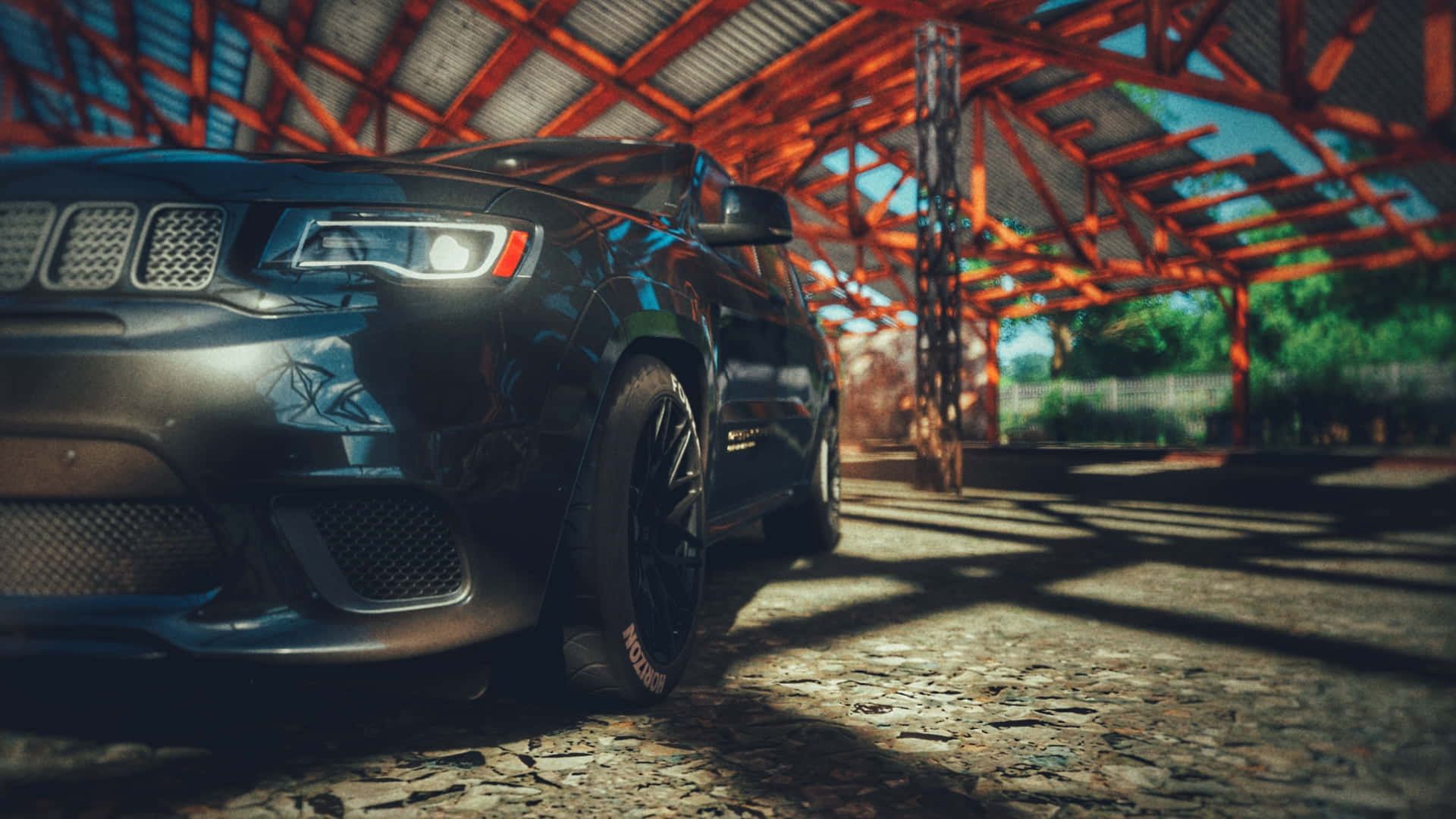 Jeep Trackhawk, black, dappled sunlight, Full HD Desktop Wallpaper