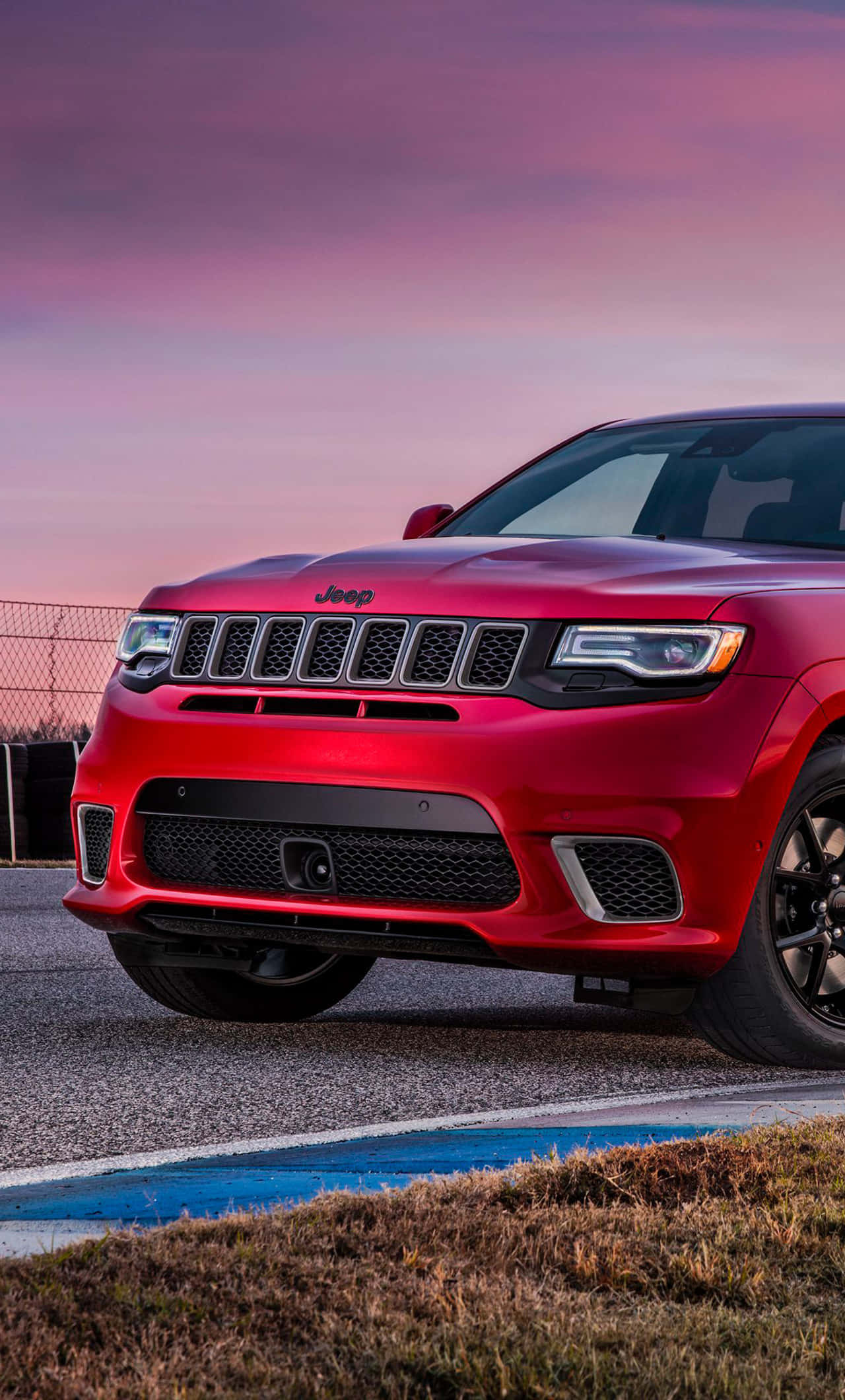 Jeep Trackhawk, pink sky, sunset, Full HD Phone Wallpaper