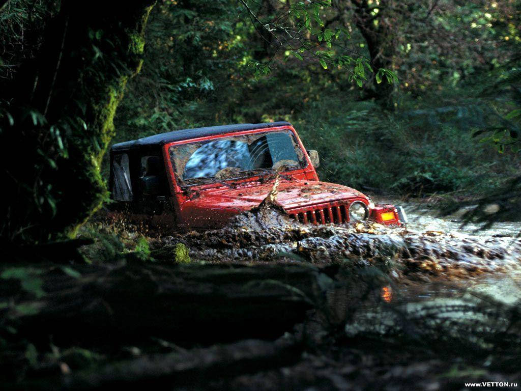 Jeep, red, mud, SD Desktop Wallpaper