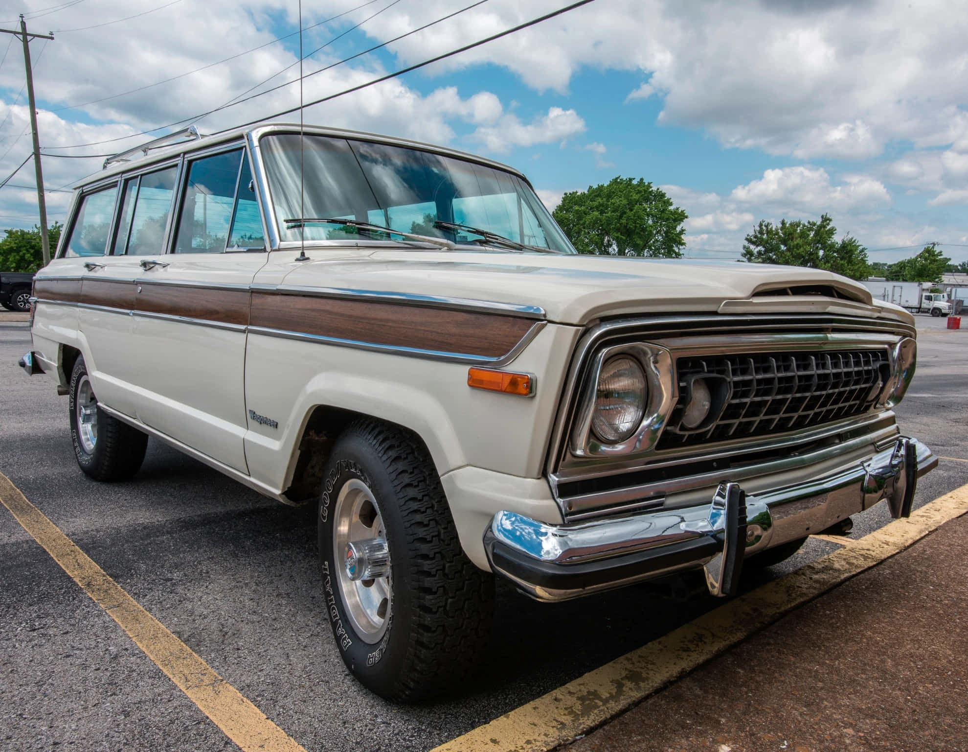 1979 Jeep Wagoneer, cream, wood-grain, Full HD Desktop Wallpaper