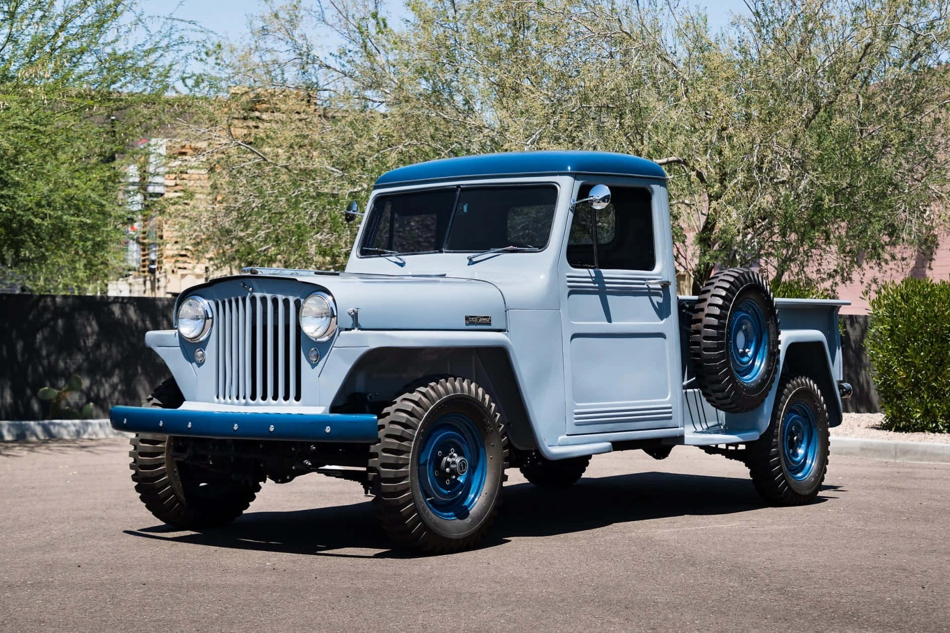 Jeep Willys, light blue, dark blue, HD Desktop Wallpaper
