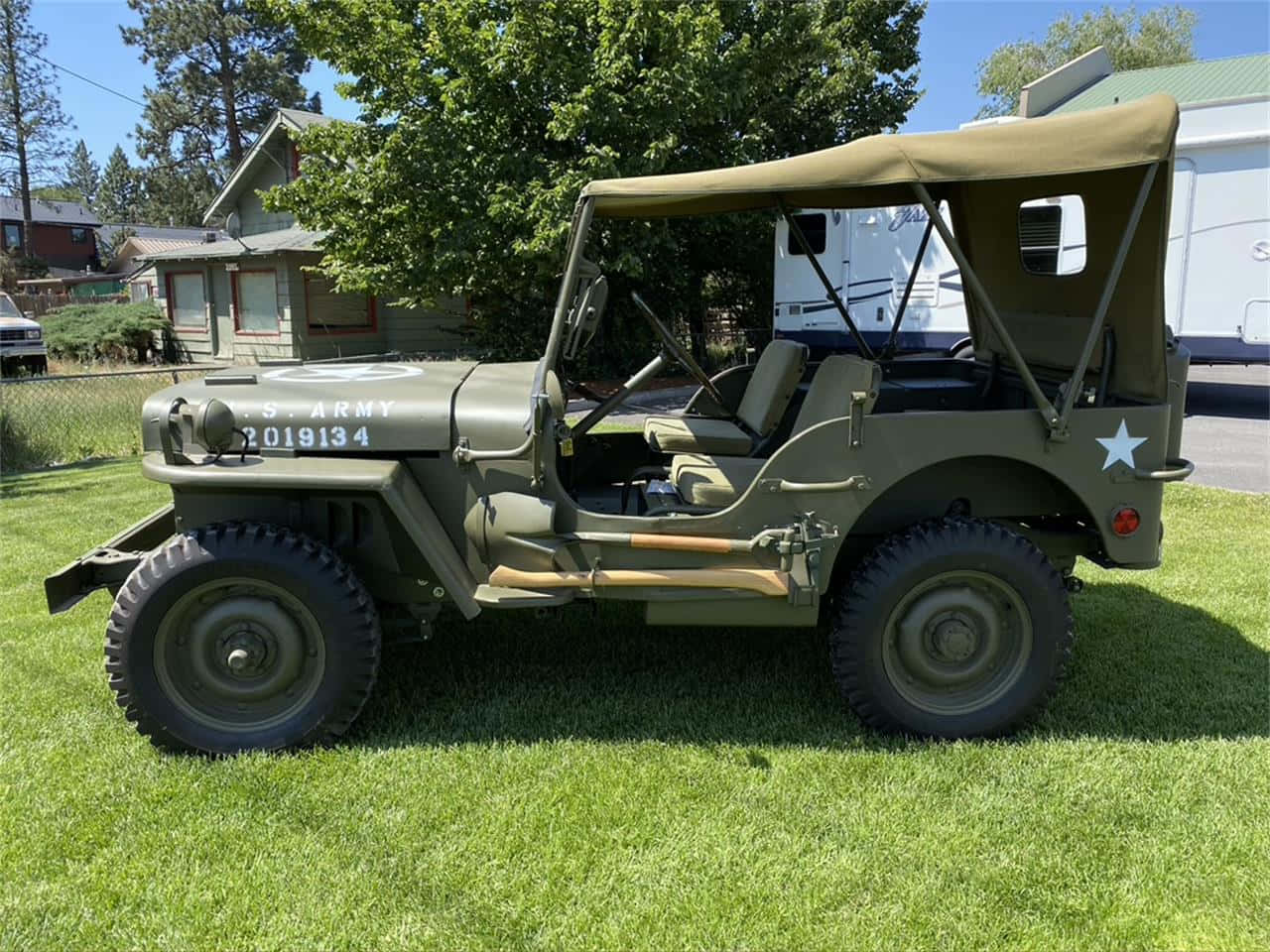 Jeep Willys, olive green, canvas top, HD Desktop Wallpaper