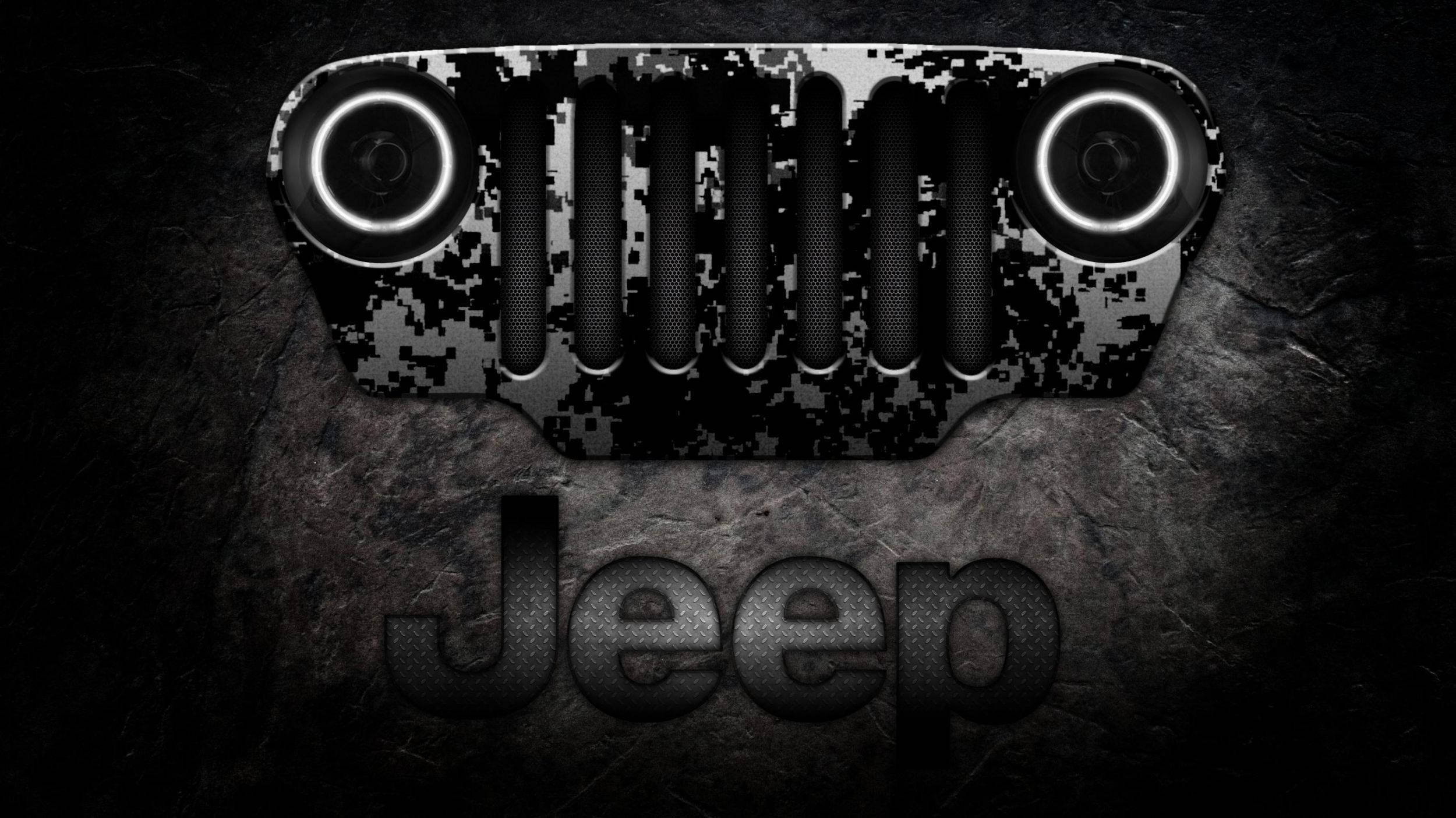 Jeep, black bumper, glowing headlights, Full HD Desktop Wallpaper