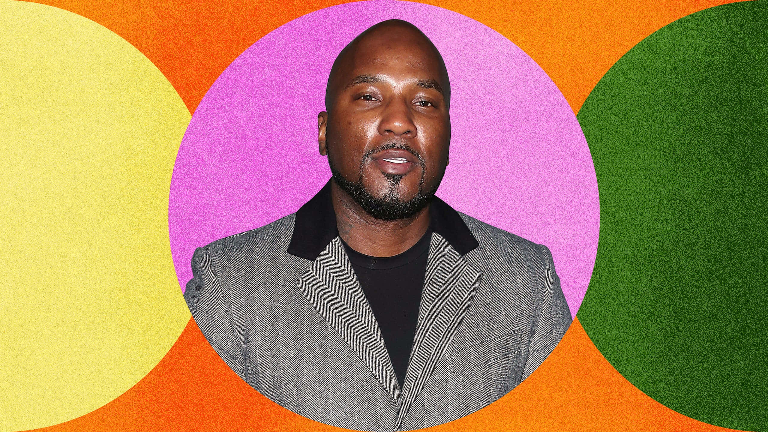 Jeezy, gray suit, vibrant pink circle, 2K Desktop Wallpaper