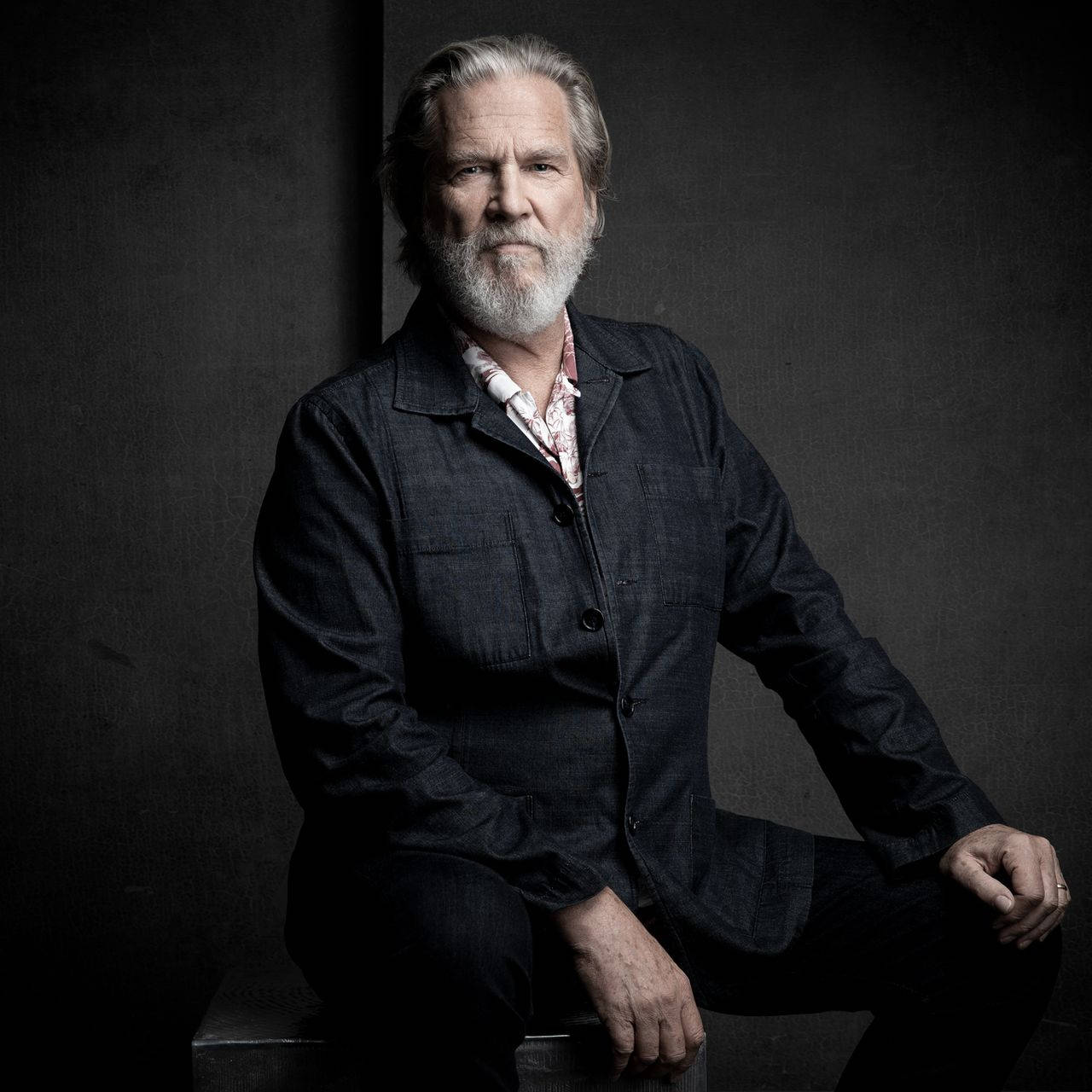 Jeff Bridges, white beard, dark jacket, HD Desktop Wallpaper