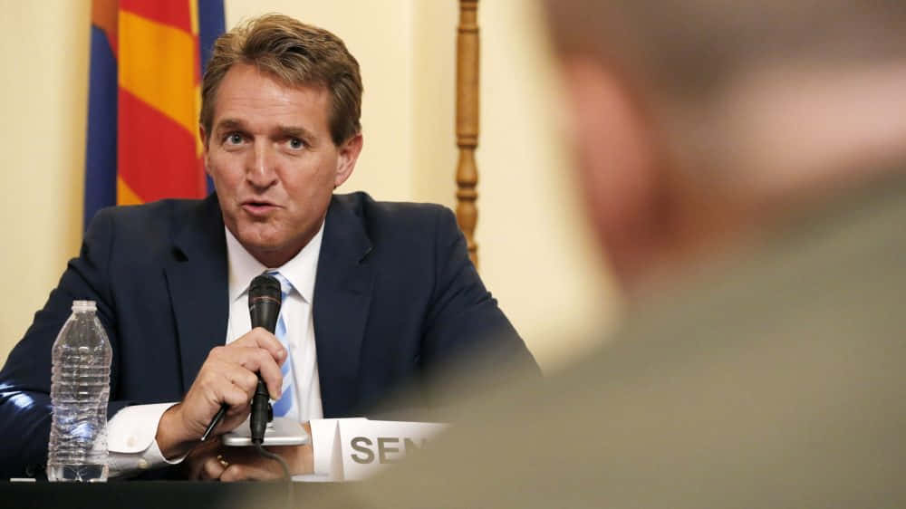 Jeff Flake, microphone, dark suit, SD Desktop Wallpaper