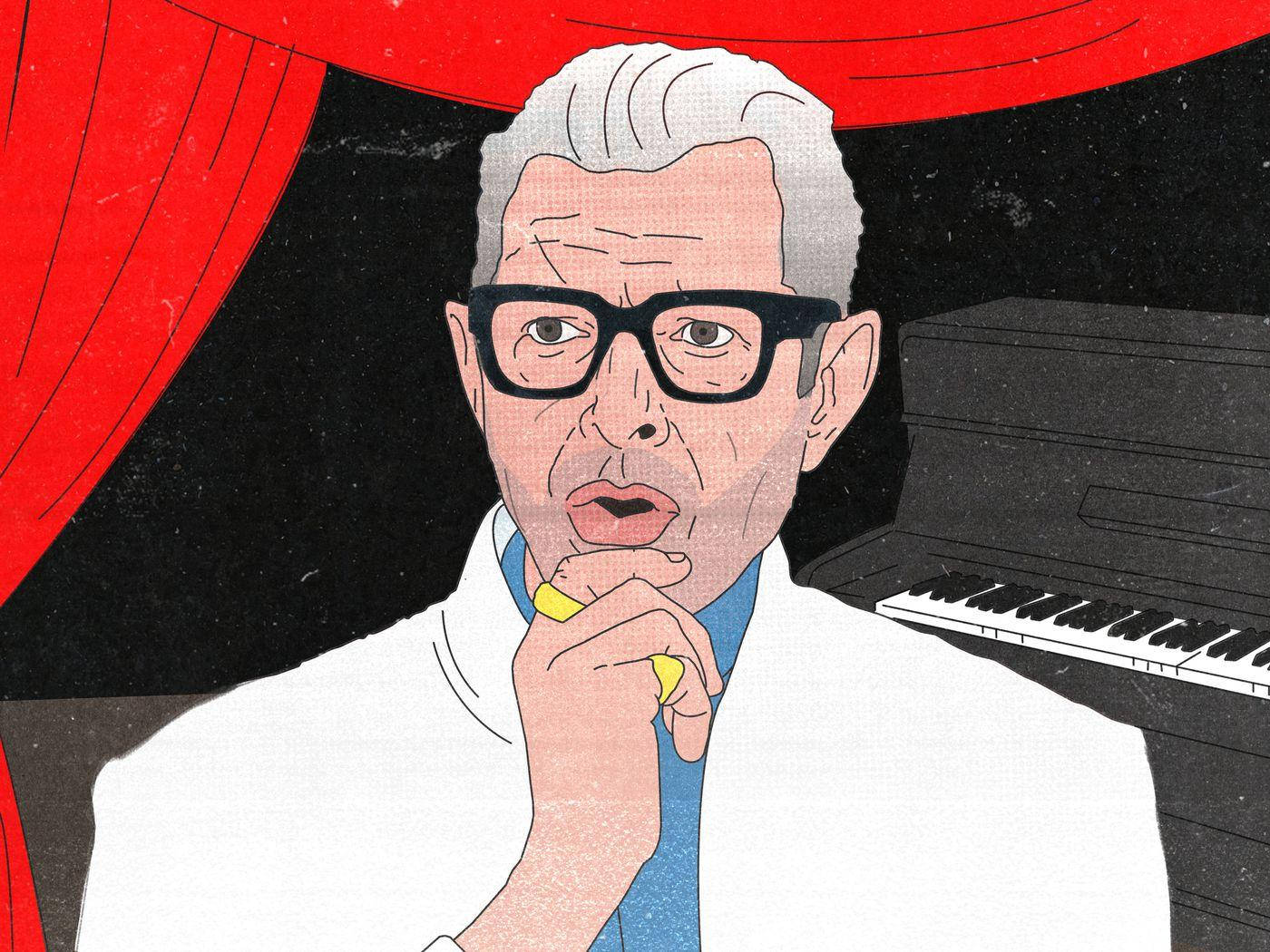 Jeff Goldblum, white hair, black glasses, HD Desktop Wallpaper