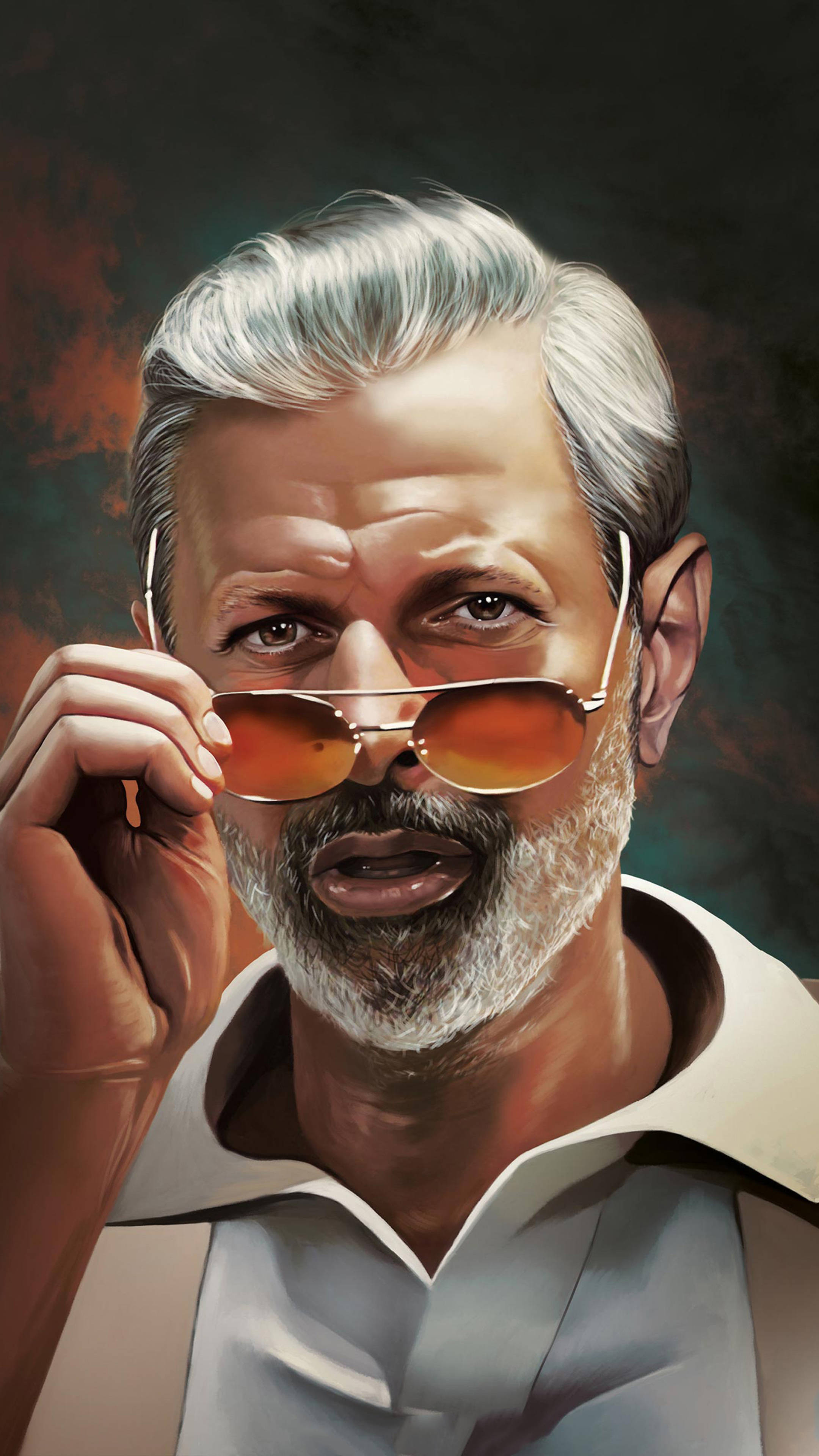 Jeff Goldblum, gray-haired man, beard, 4K Phone Wallpaper