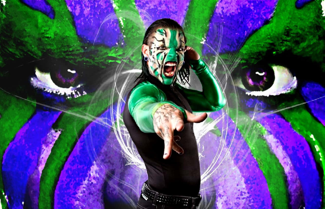 Jeff Hardy, green and white face paint, psychedelic background, HD Desktop Wallpaper