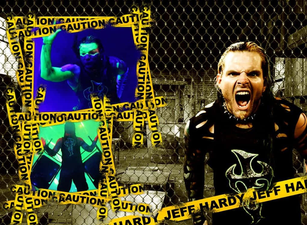 Jeff Hardy, chainlink fence, caution tape, SD Desktop Wallpaper