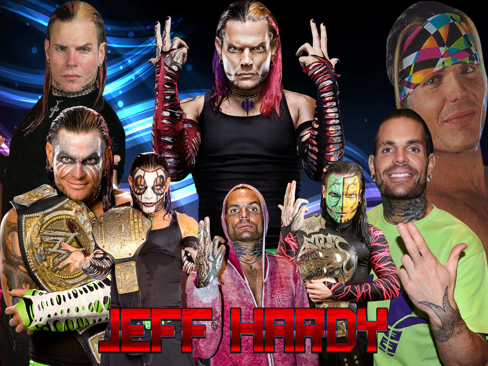 Jeff Hardy, championship belts, dramatic makeup, HD Desktop Wallpaper