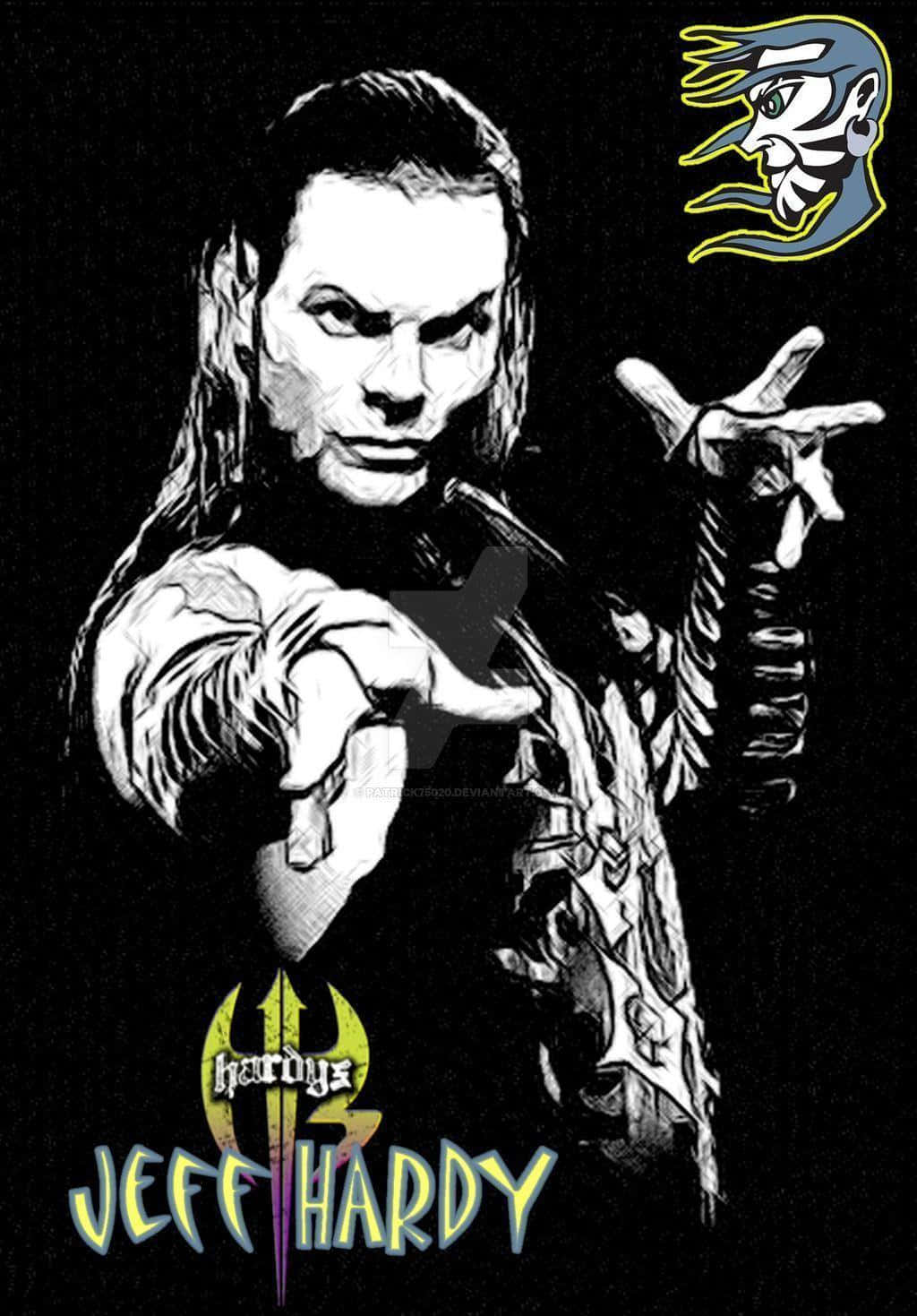 Jeff Hardy, black and white illustration, intense expression, HD Phone Wallpaper