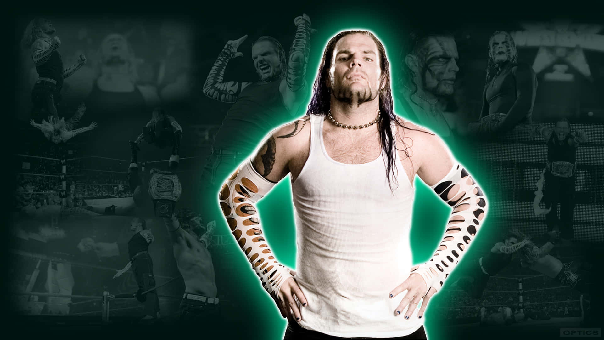 Jeff Hardy, leopard-print arm sleeves, white tank top, Full HD Desktop Wallpaper