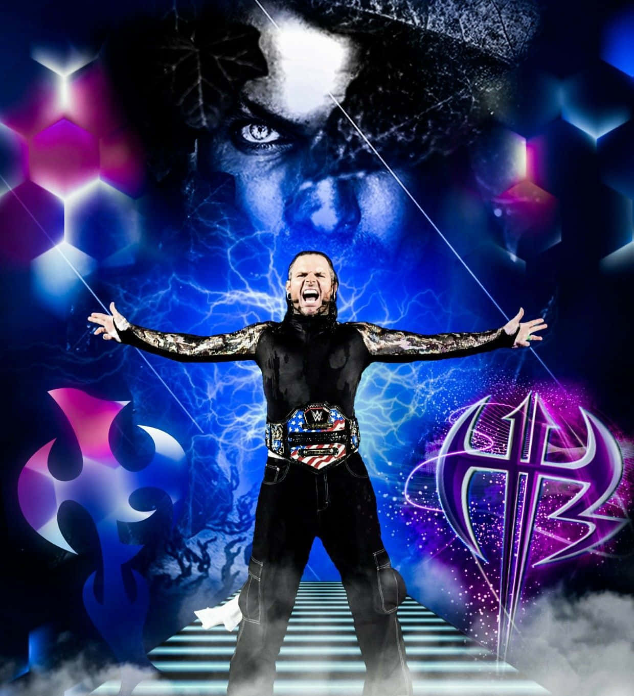 Jeff Hardy, purple and blue graphic, logo, HD Phone Wallpaper