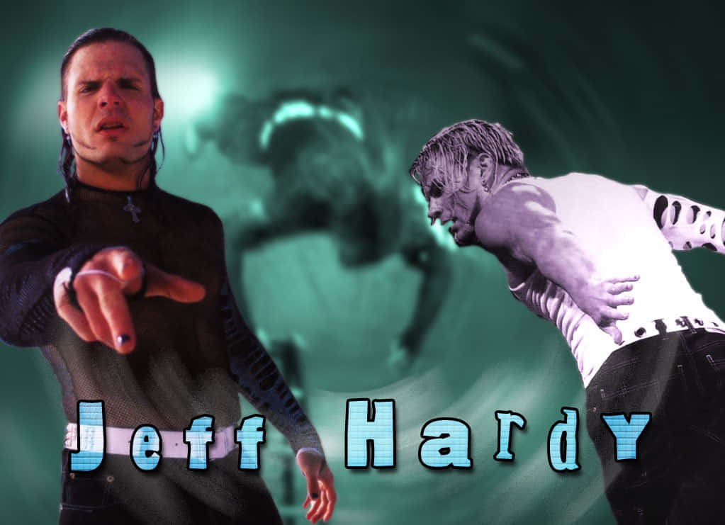 Jeff Hardy, wrestlers, swirling green background, SD Desktop Wallpaper