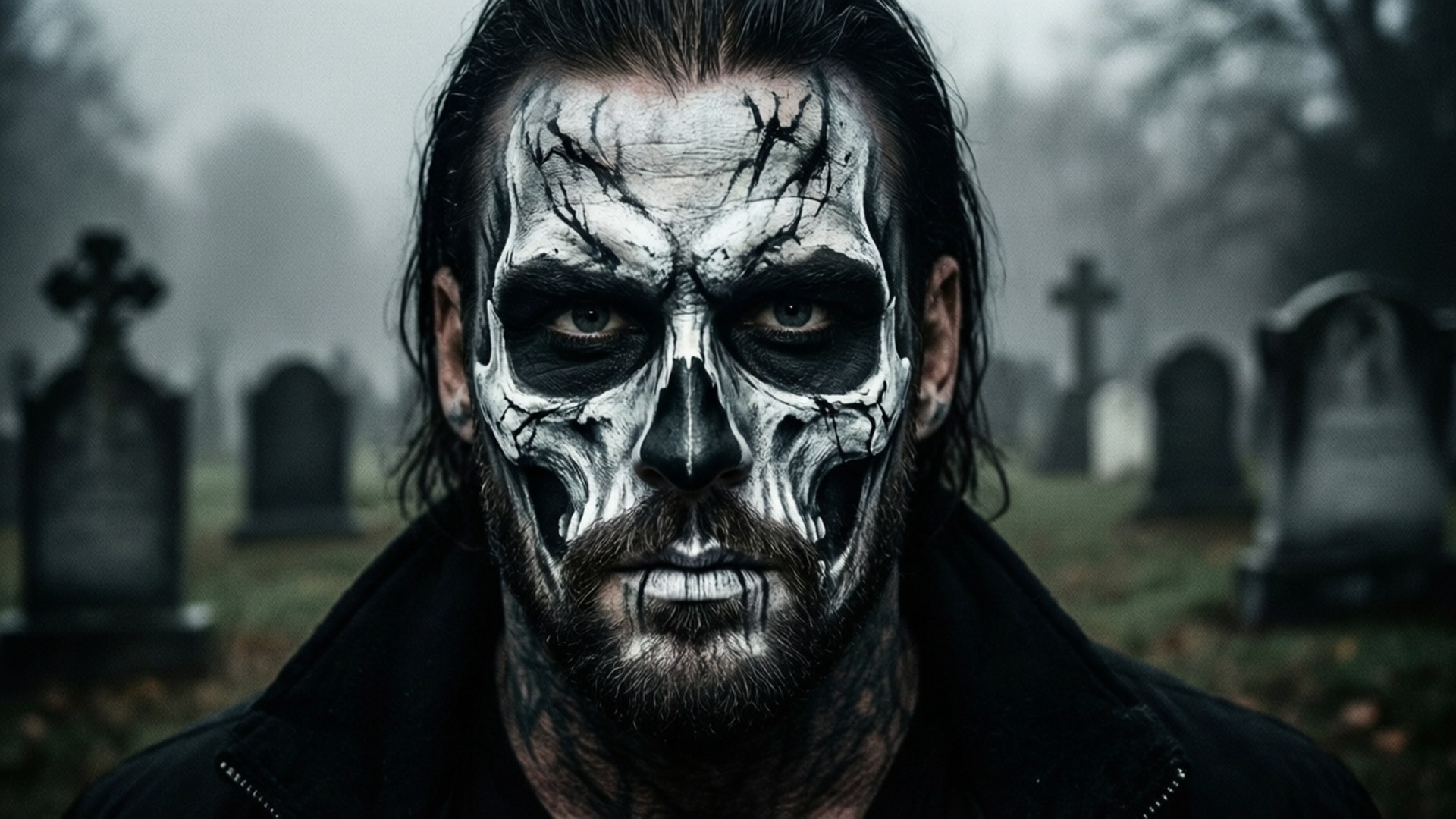 Jeff Hardy, skull face paint, horror themed, Full HD Desktop Wallpaper